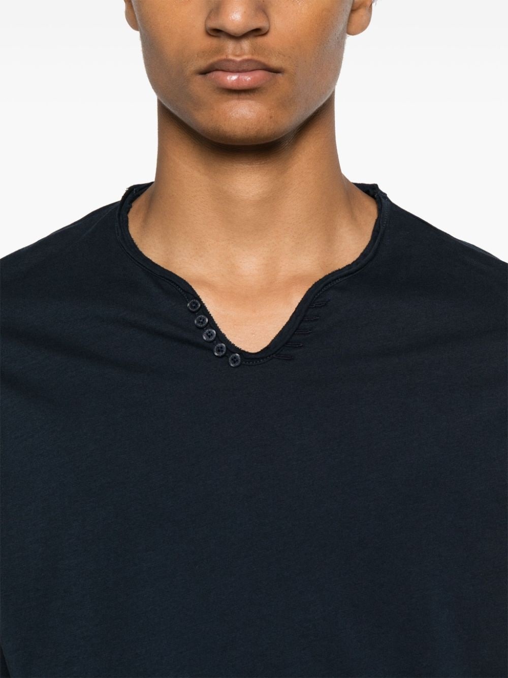 Henley-neck cotton T-shirt - 5
