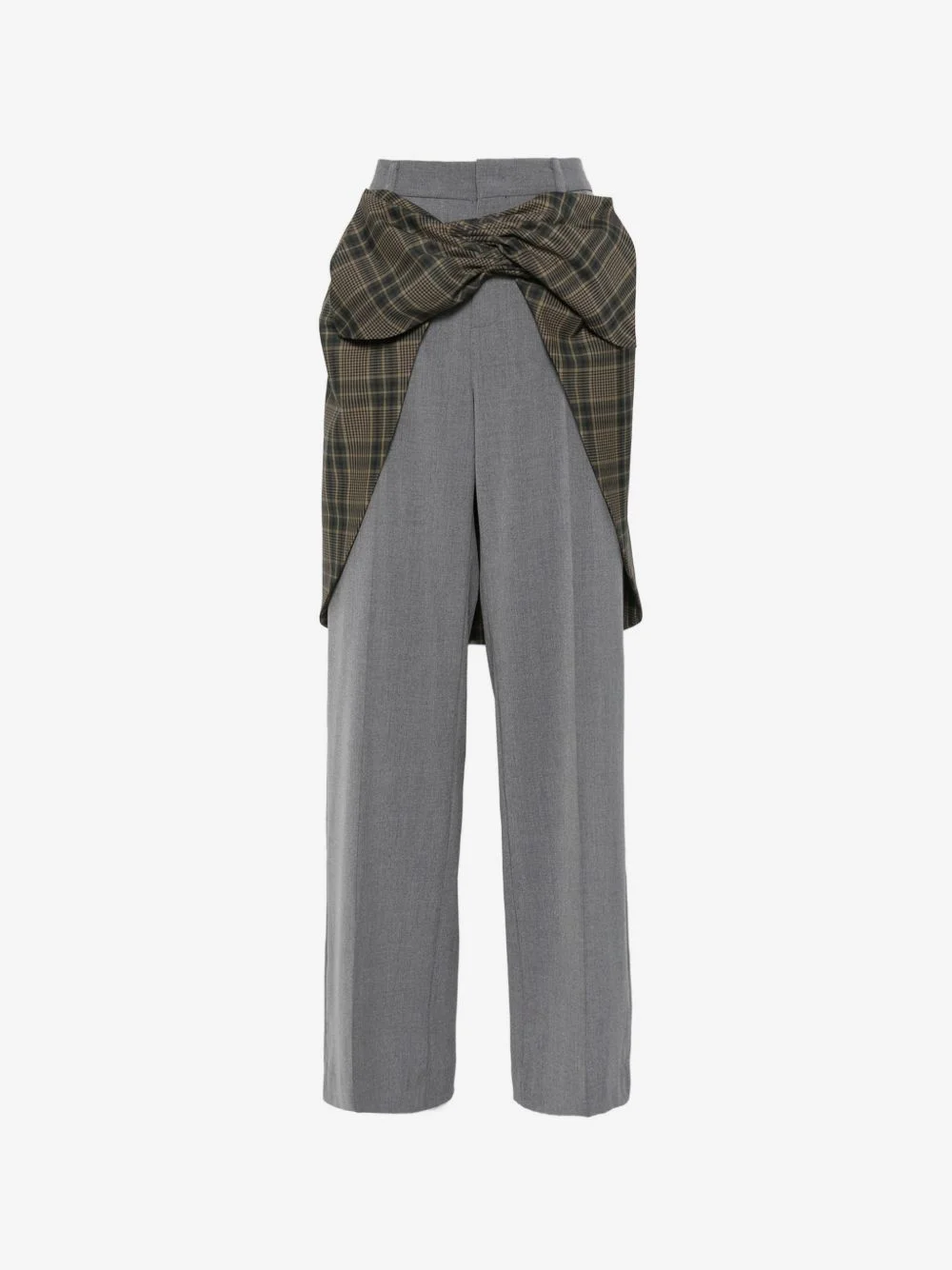 check-panelled wide-leg trousers - 1