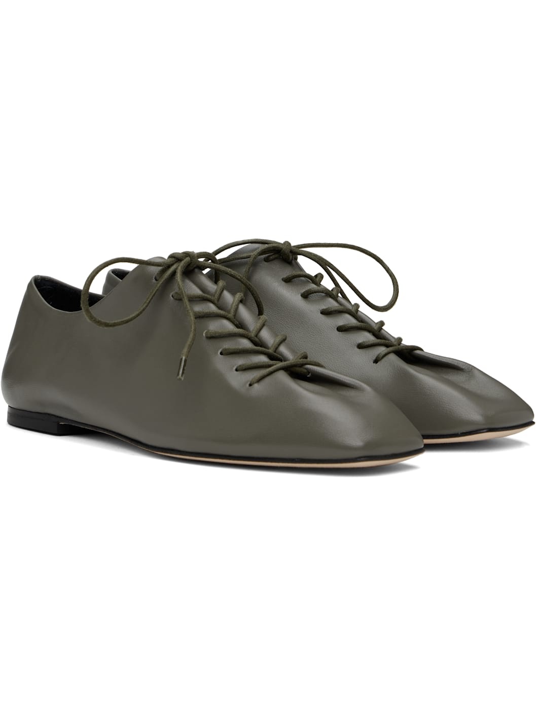 Gray Isla Nappa Leather Derbys - 4