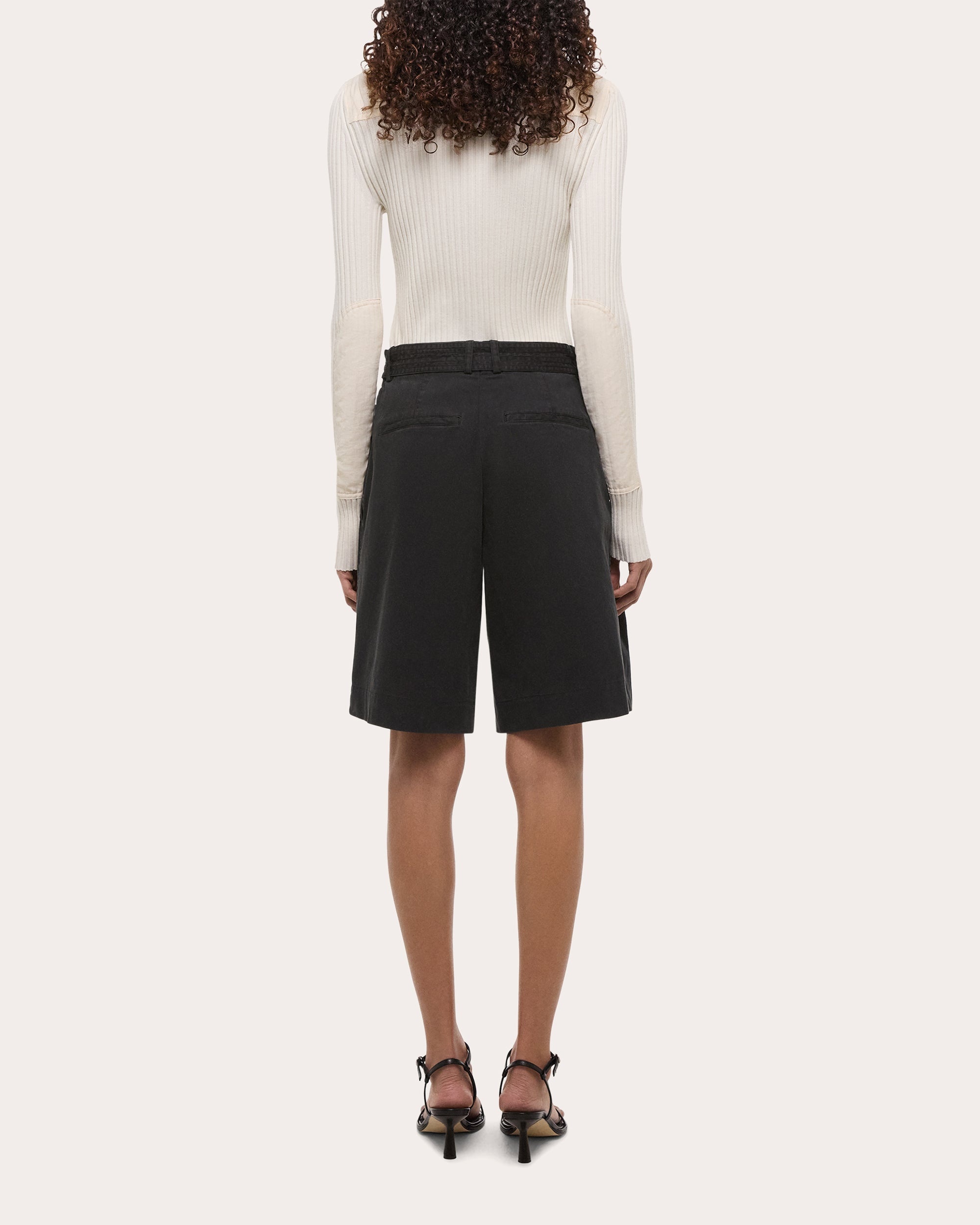 Twill Double Pleated A-Line Shorts - 2