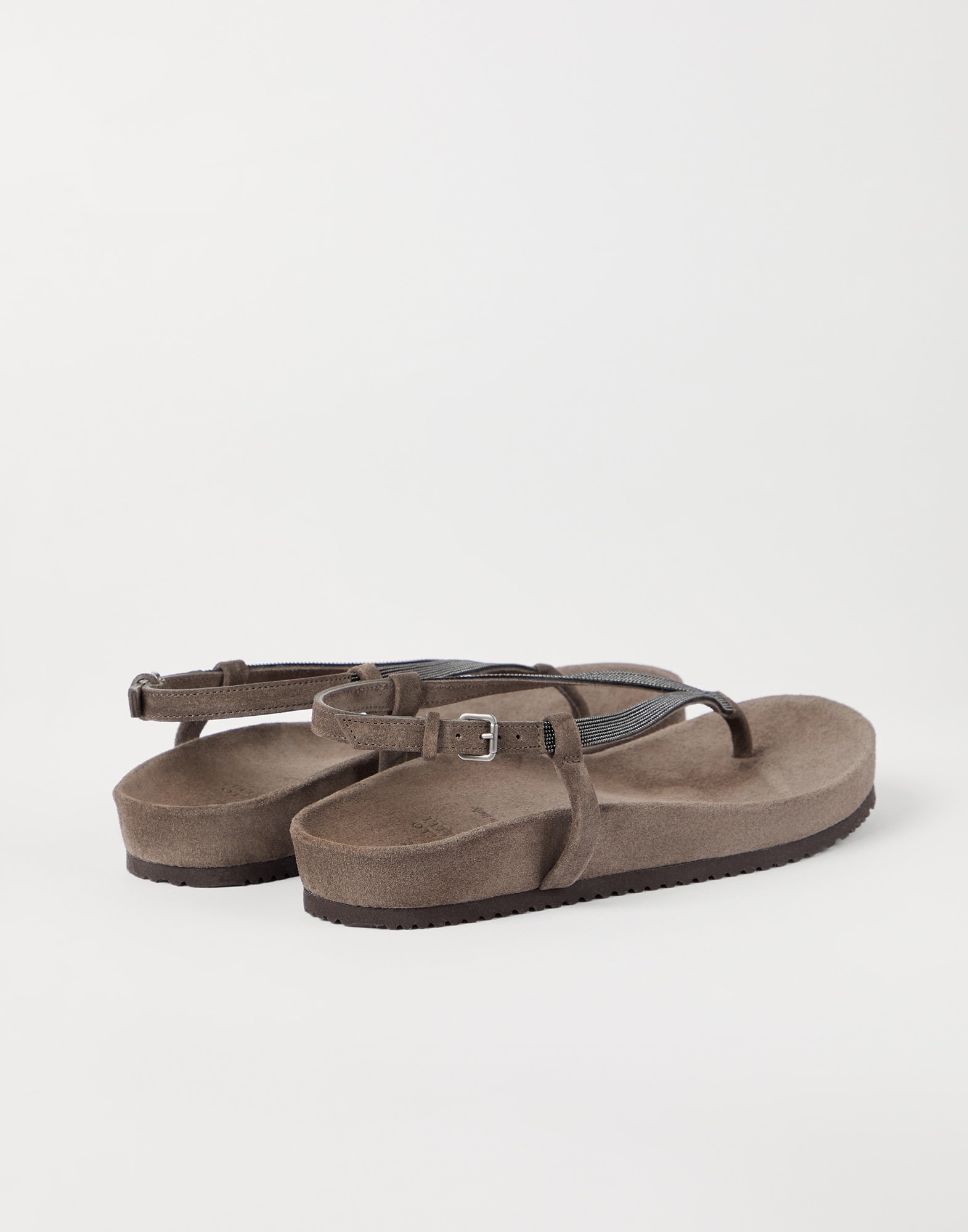 Suede sandals with precious strap - 2
