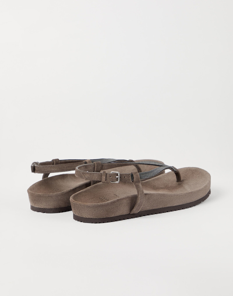 Brunello Cucinelli Suede sandals with precious strap outlook