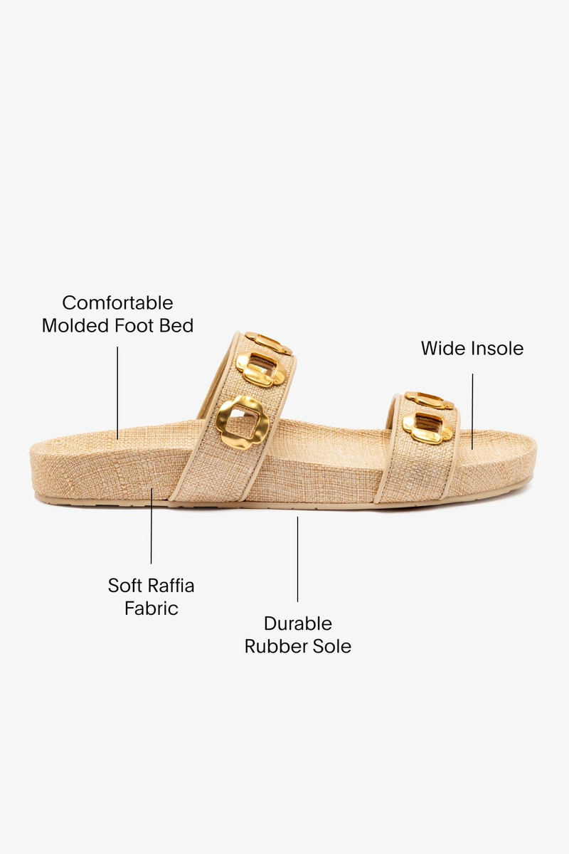 Milan Slide In Beige Raffia 5