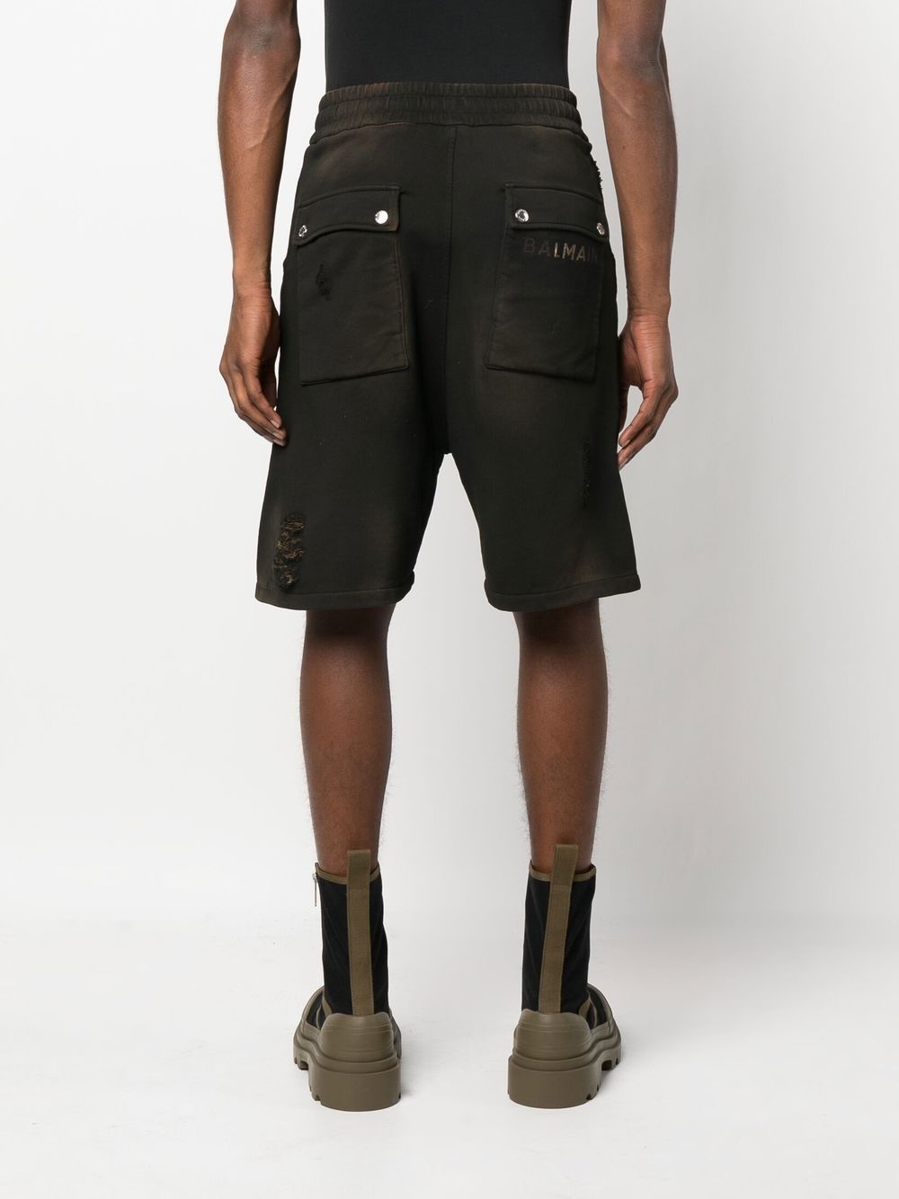 ripped cotton shorts - 4