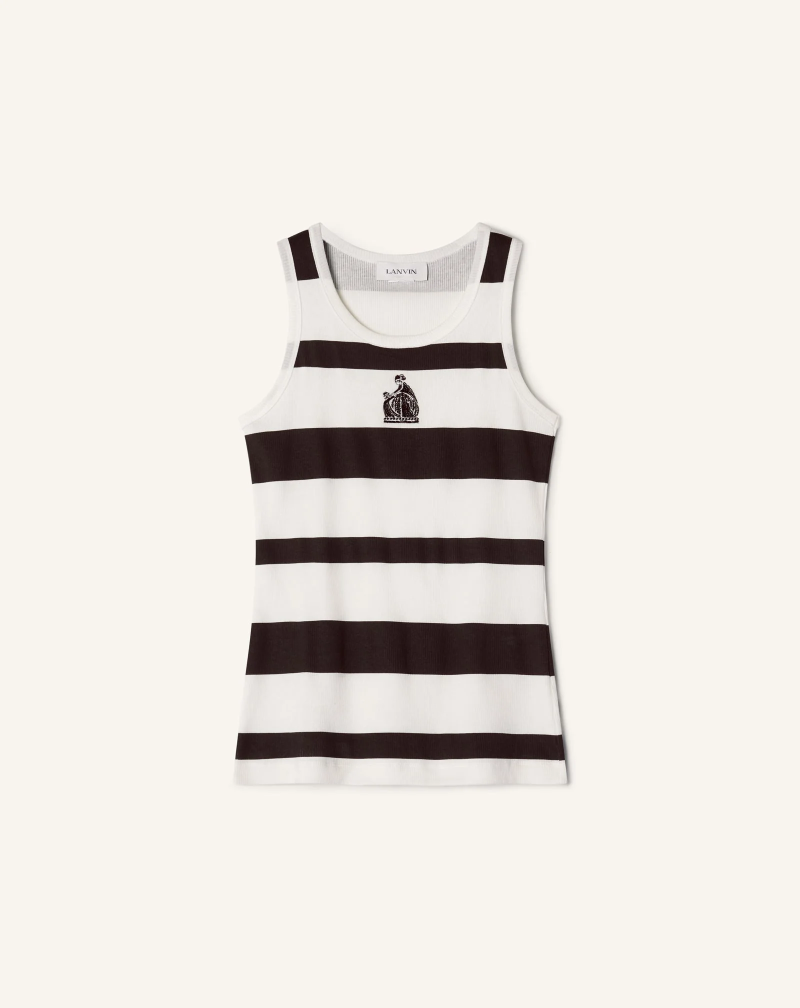 COTTON JERSEY MOTHER AND DAUGHTER EMBROIDERED RIBBED TANK TOP - 1