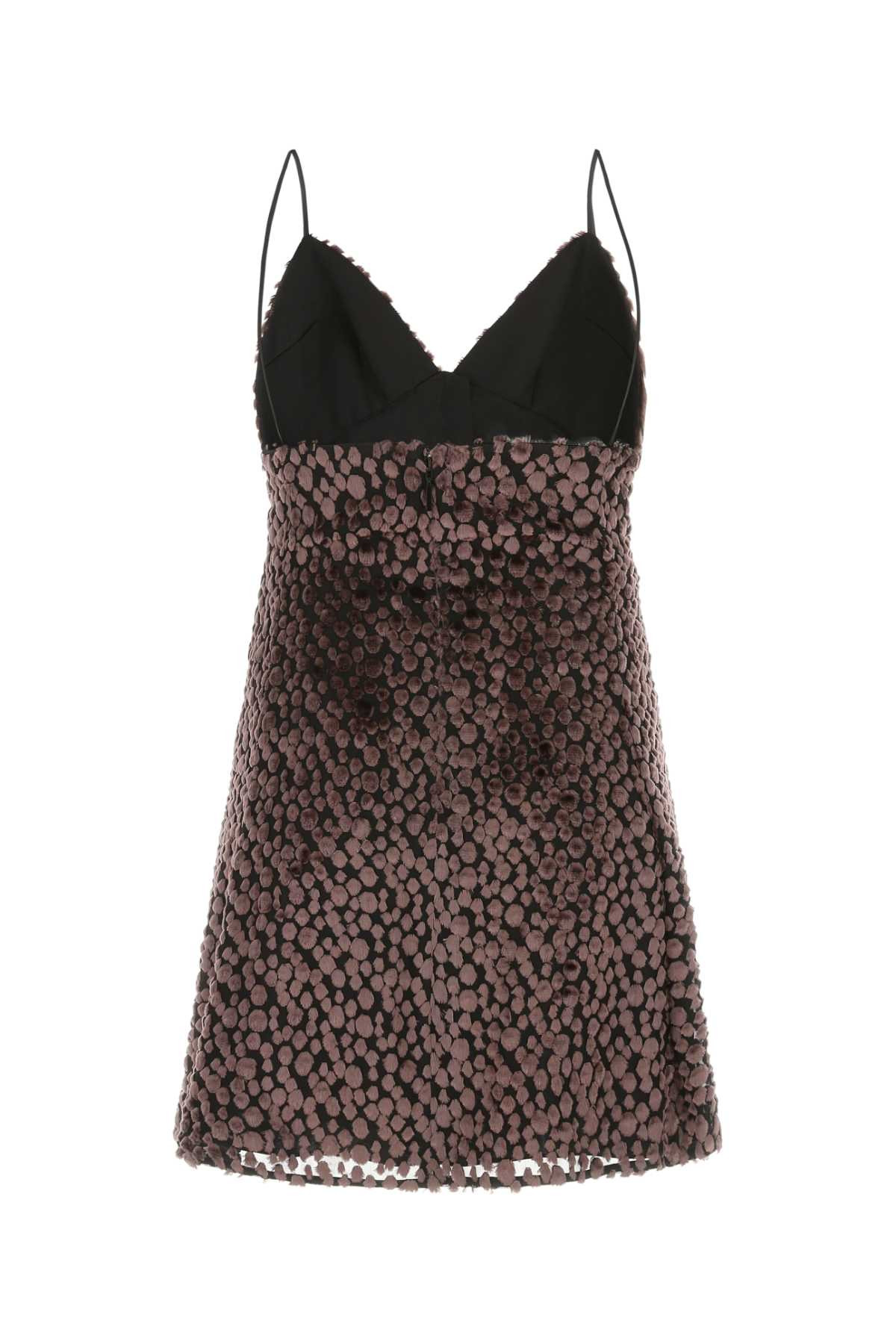 Saint Laurent Women Two-Tone Velvet Mini Dress - 2