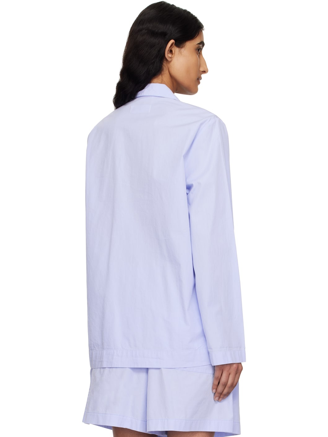 Blue Poplin Long-Sleeved Pyjama Shirt - 3