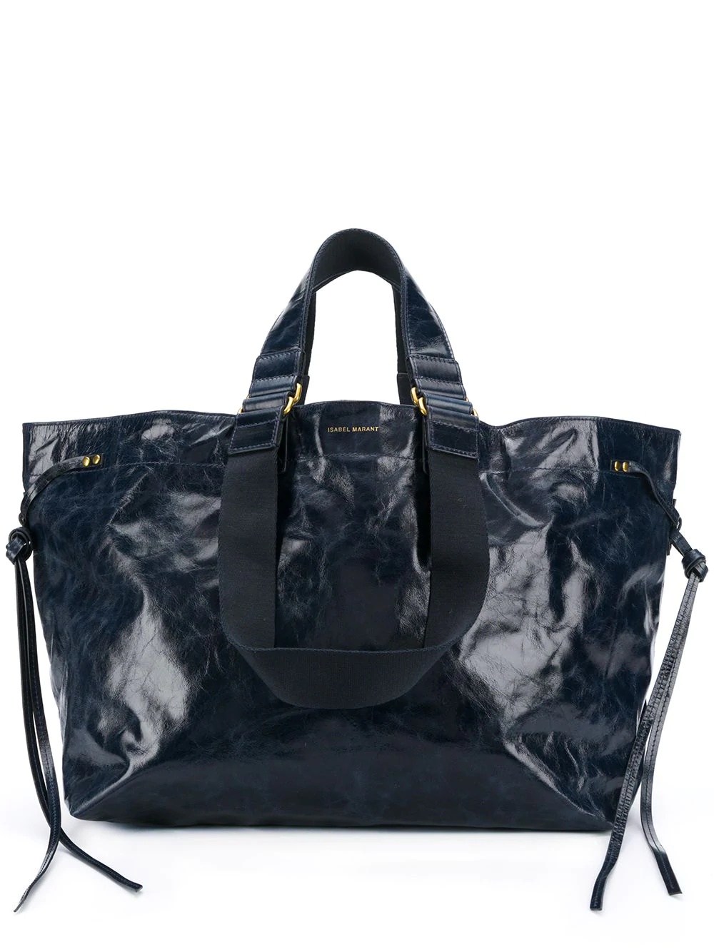 high-shine leather tote bag - 1