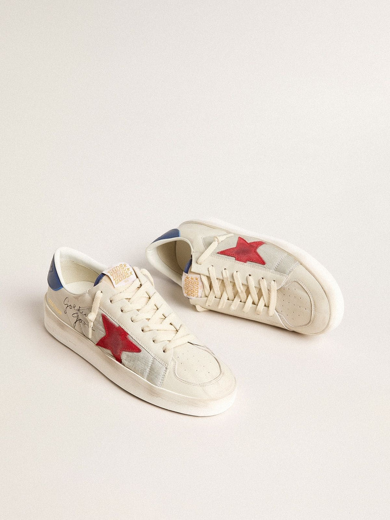 Golden Goose Men’s Stardan in nylon with red suede star and blue leather heel tab outlook