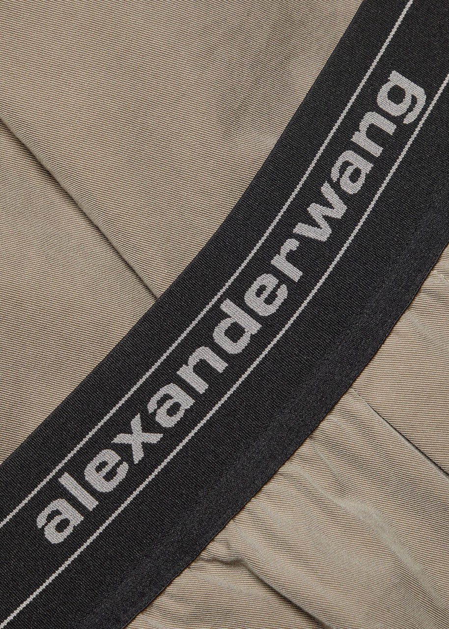 Alexander Wang Logo Gathered Cotton-blend Wide-leg Trousers - 5