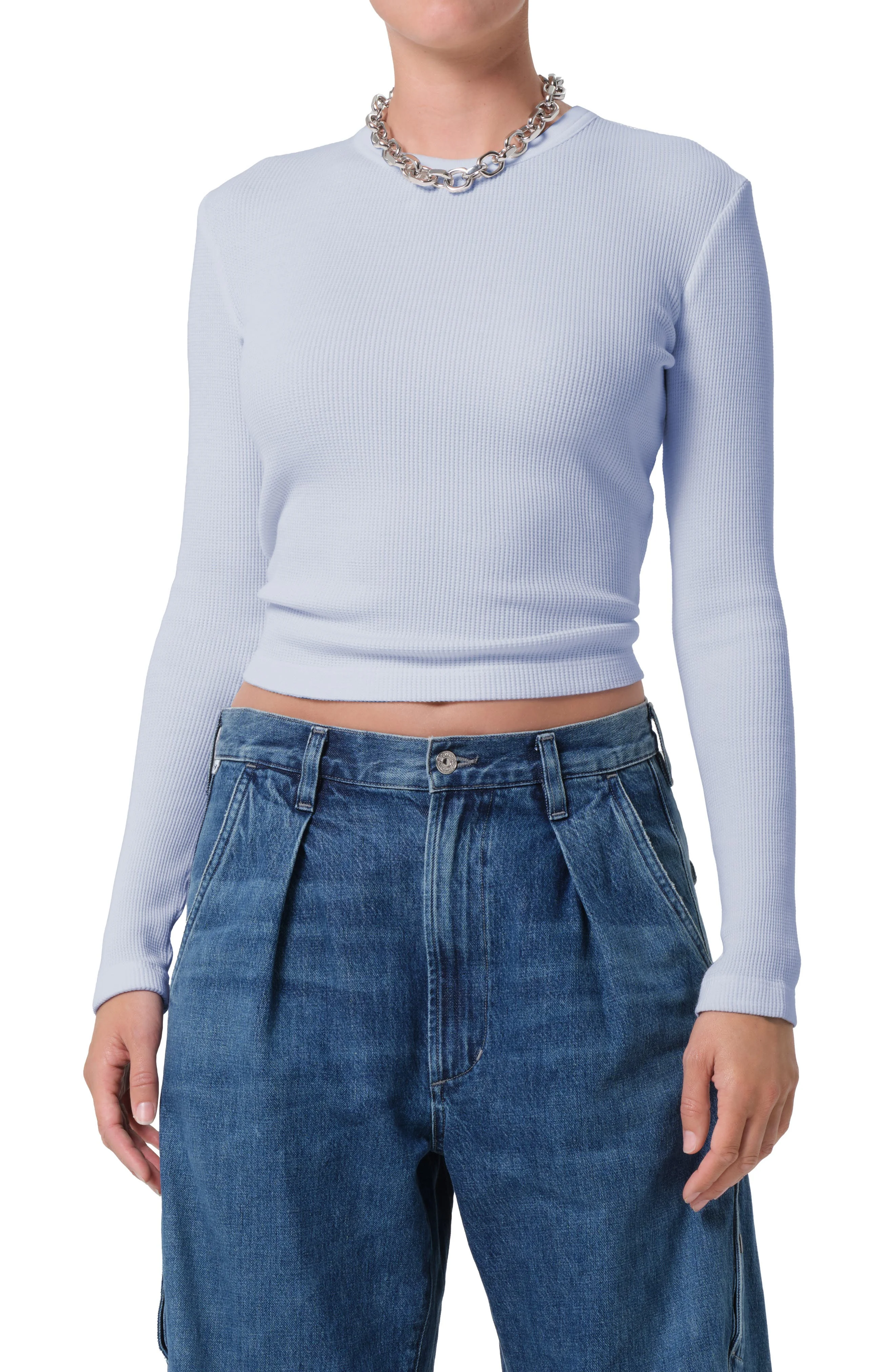 Citizens of Humanity Pilar Long Sleeve Recycled Cotton Waffle Knit T-Shirt in Perri Lt Indig at Nord - 1
