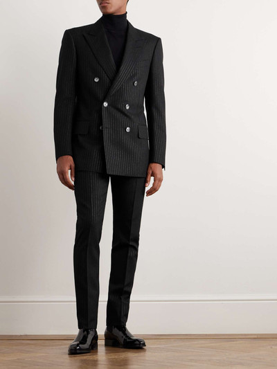 TOM FORD Double-Breasted Striped Metallic Woven Tuxedo Jacket outlook
