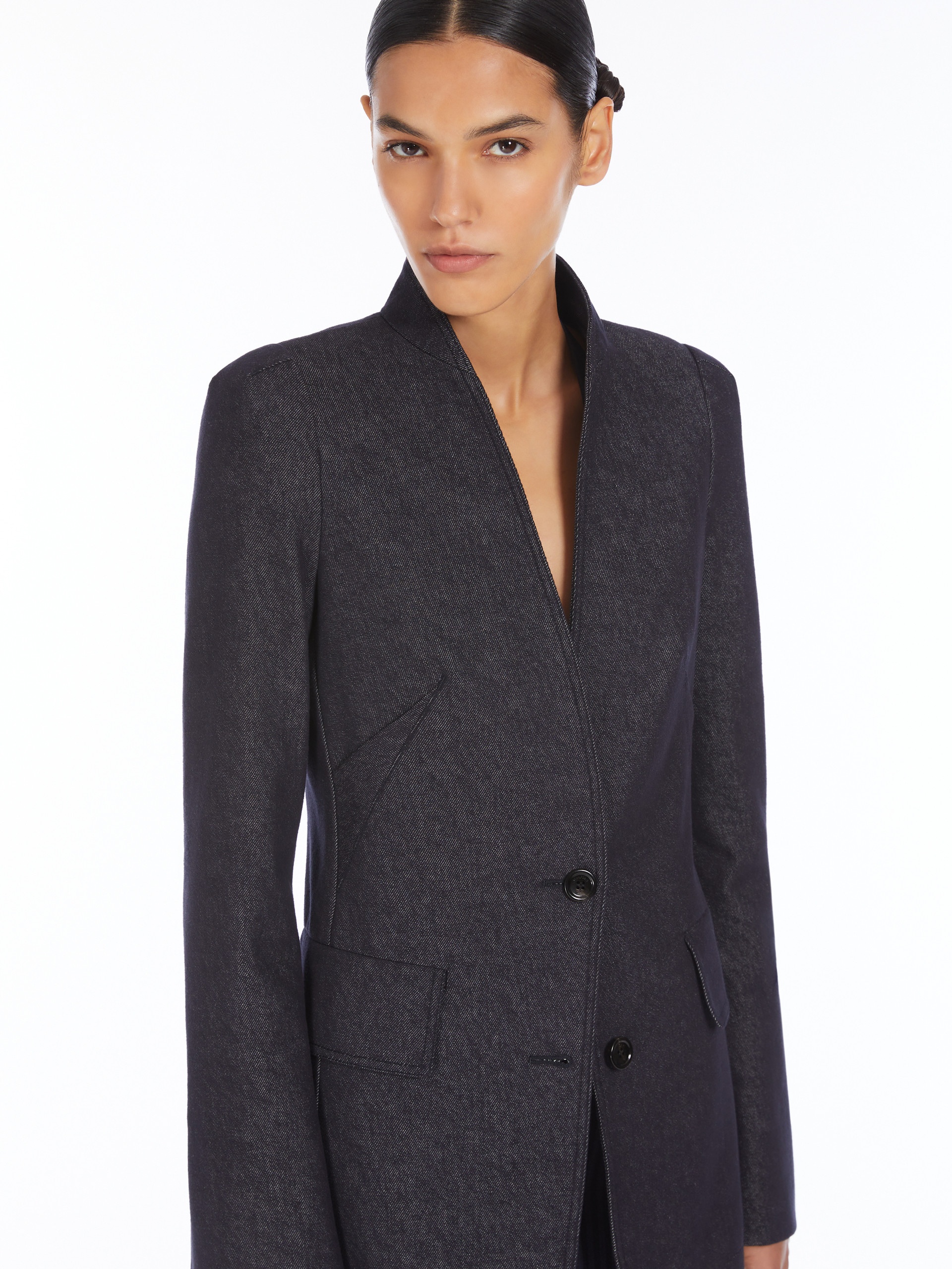 BEATRICE Slim denim-effect cotton blazer - 5