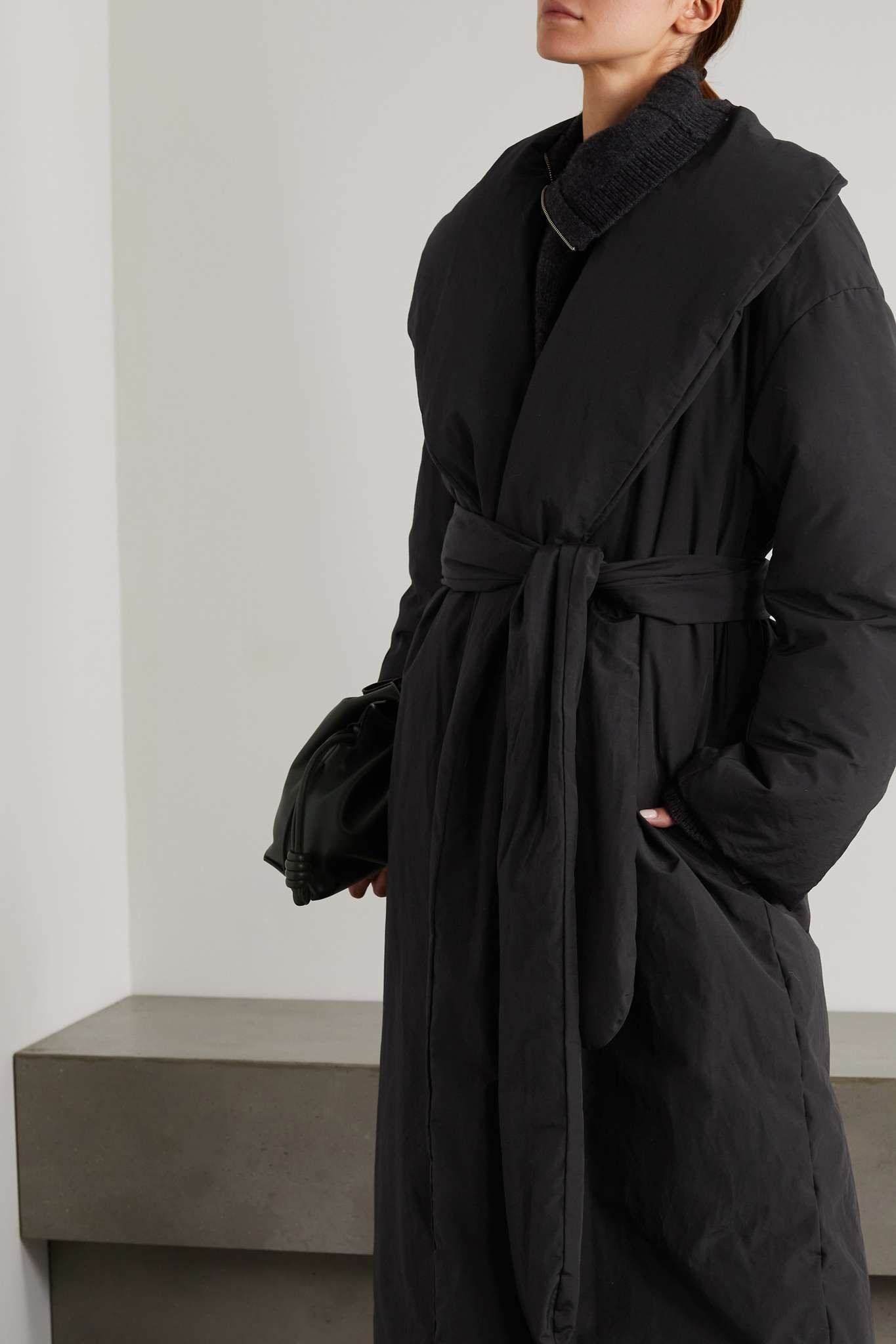 Belted recycled shell down coat - 3