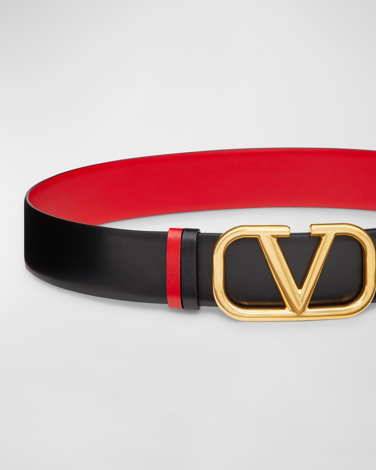 V-Logo Signature Reversible Leather Belt - 5