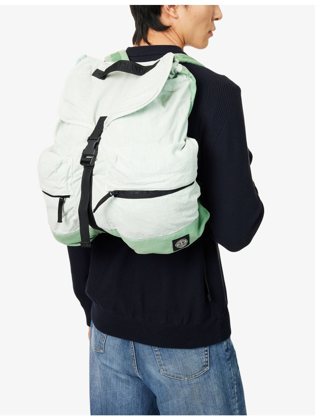 Brand-Patch Zip-Pockets Linen-Blend Backpack - 2