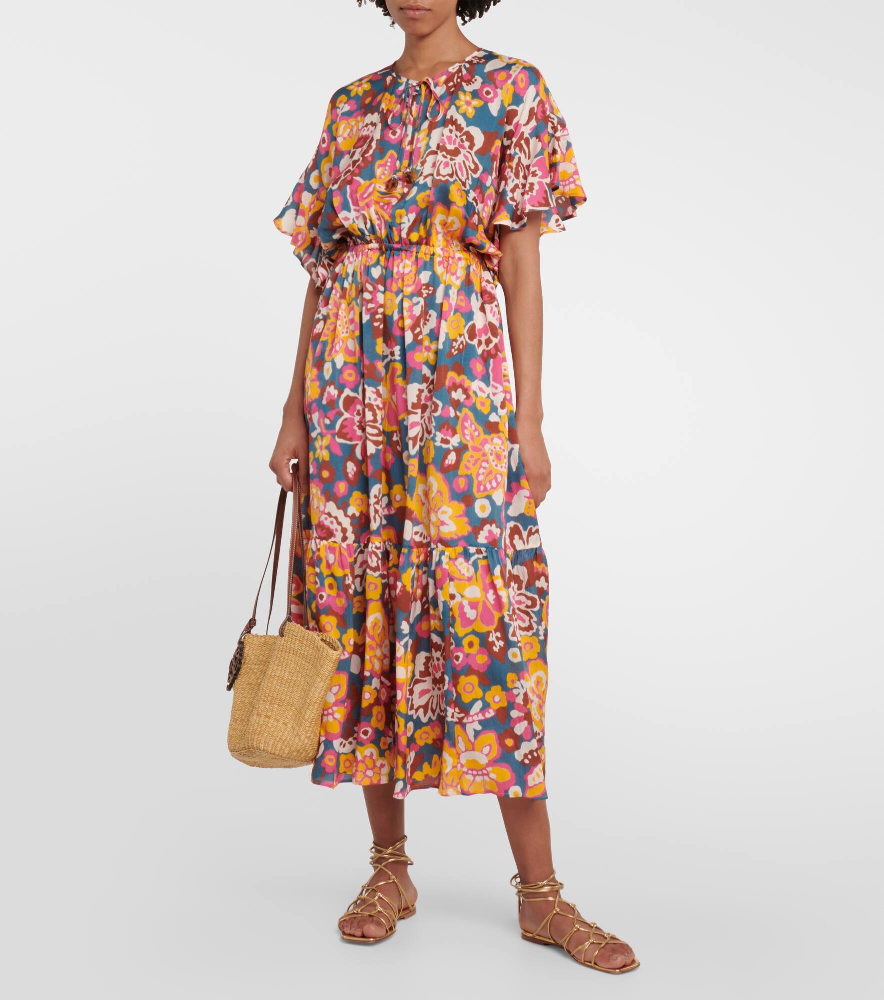 Piment floral silk and cotton midi dress - 2