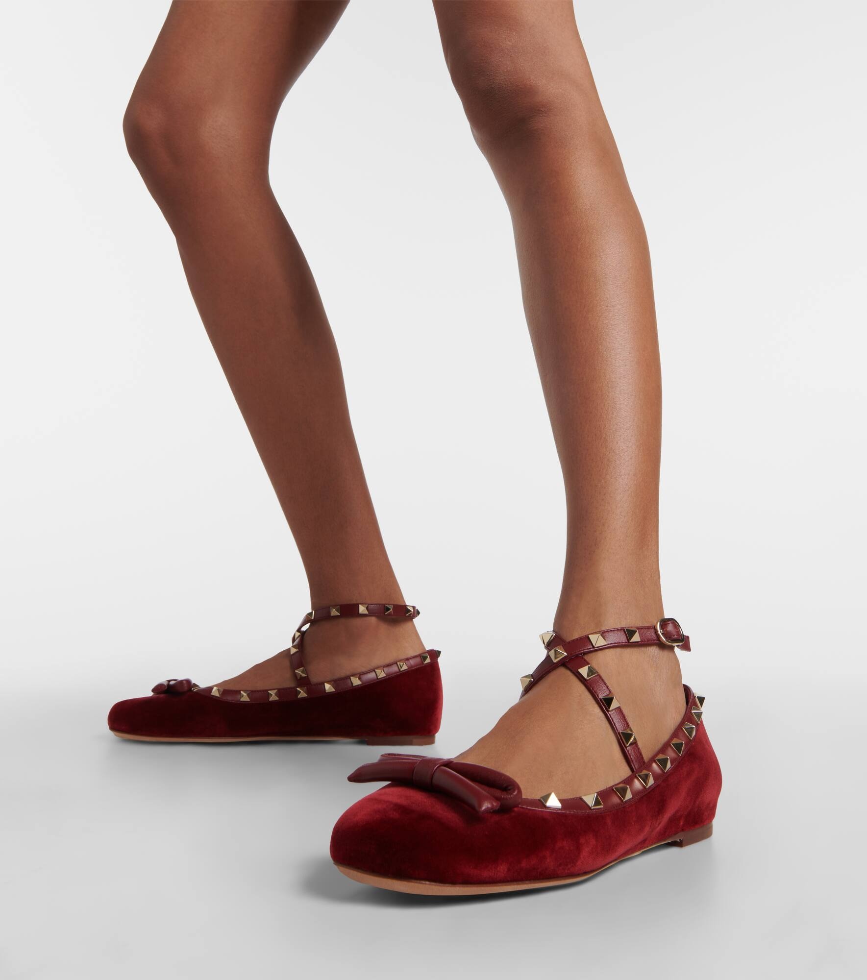 Rockstud velvet ballet flats - 4