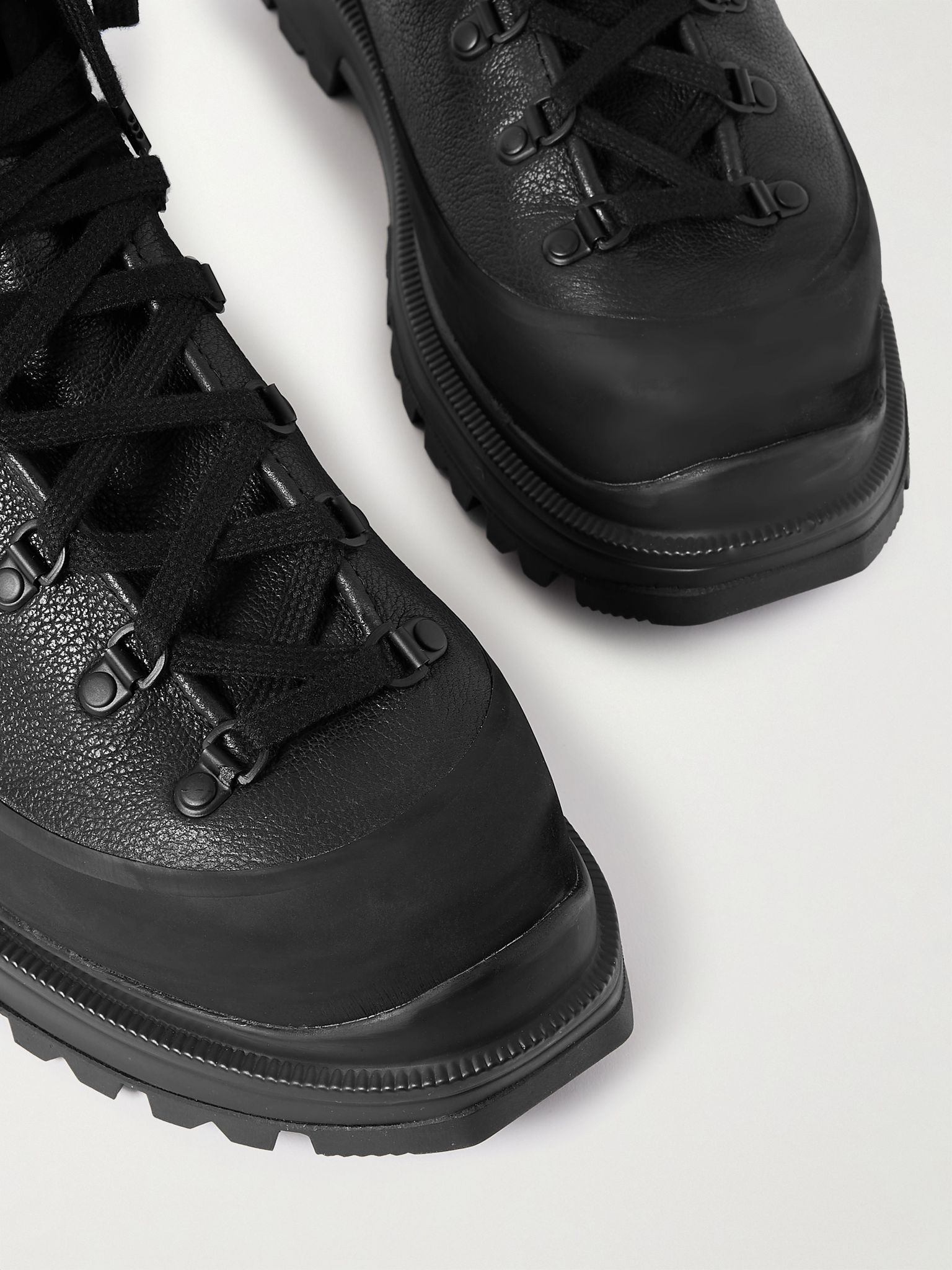 Journey Rubber and Nubuck-Trimmed Full-Grain Leather Hiking Boots Black - 5