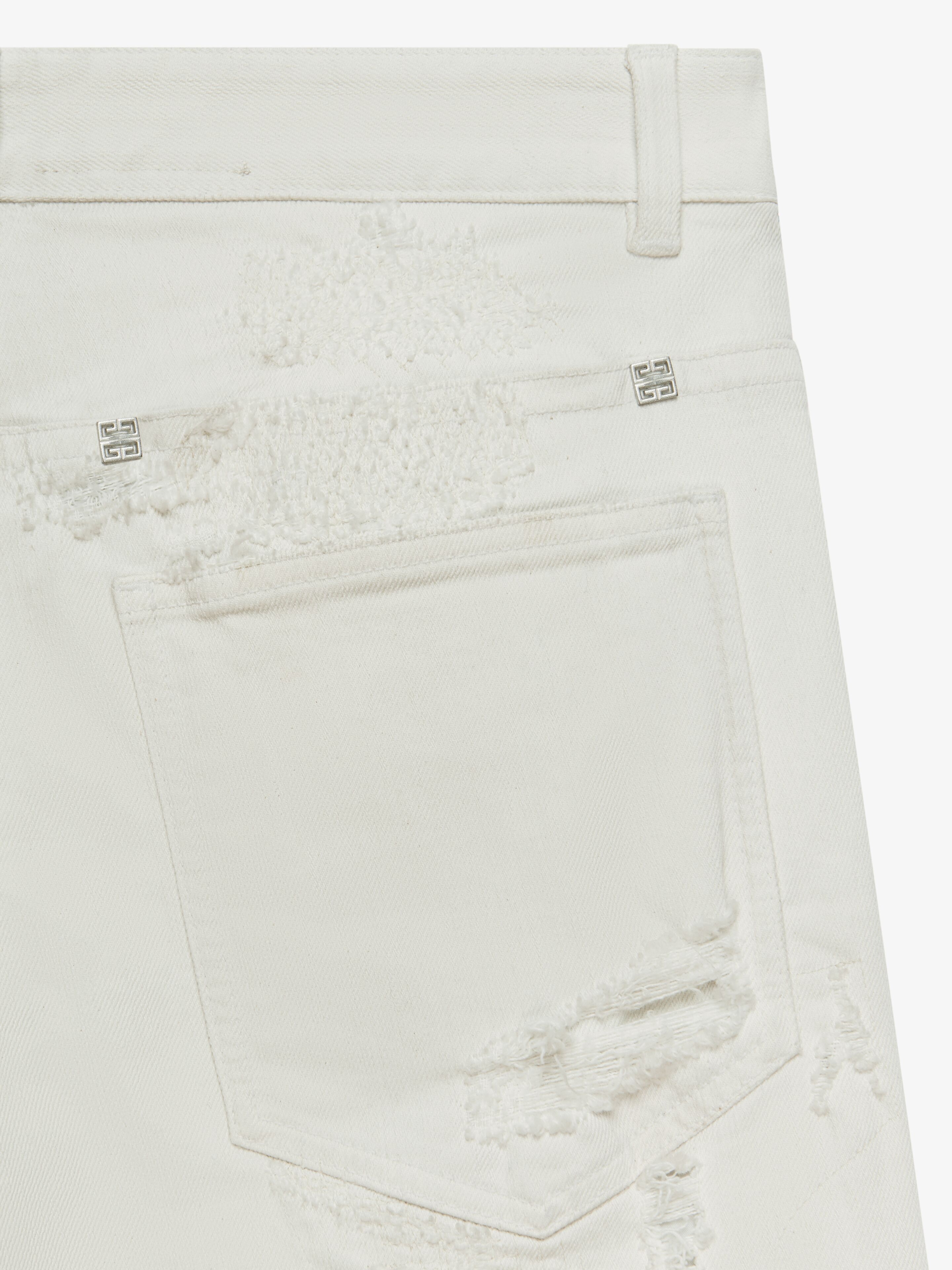 SLIM FIT JEANS IN DESTROYED DENIM - 7