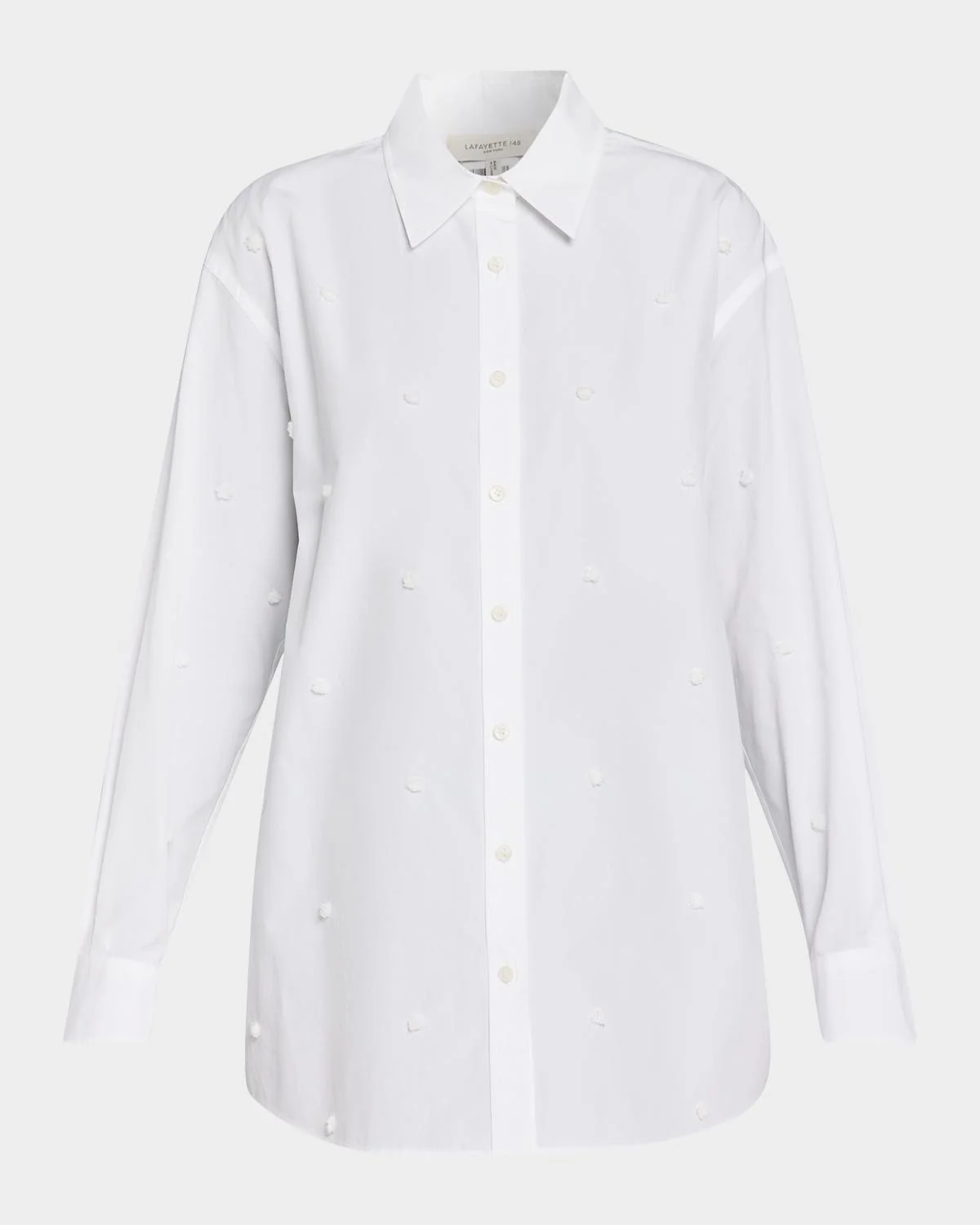 Oversized Embroidered Polka Dot Poplin Shirt - 1