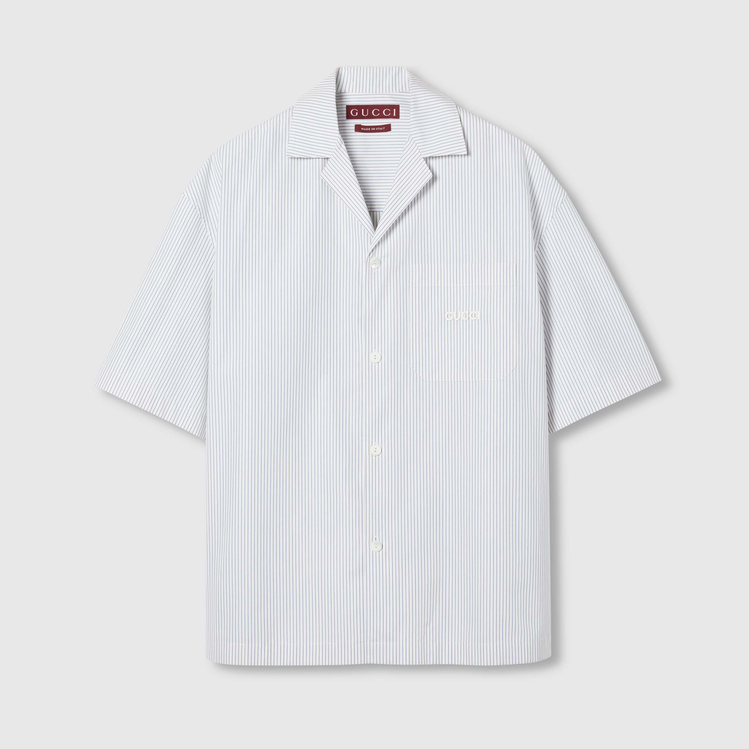 Embroidered striped cotton shirt - 1
