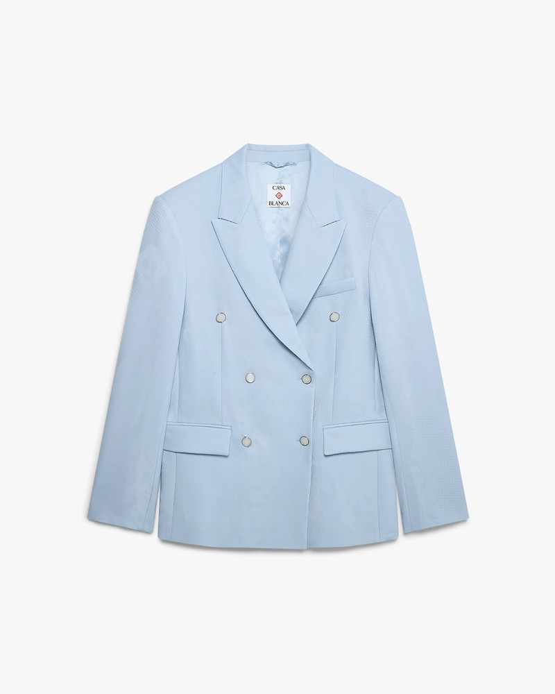 Blue Monogram Wool Jacquard Jacket | Casablanca Paris 1
