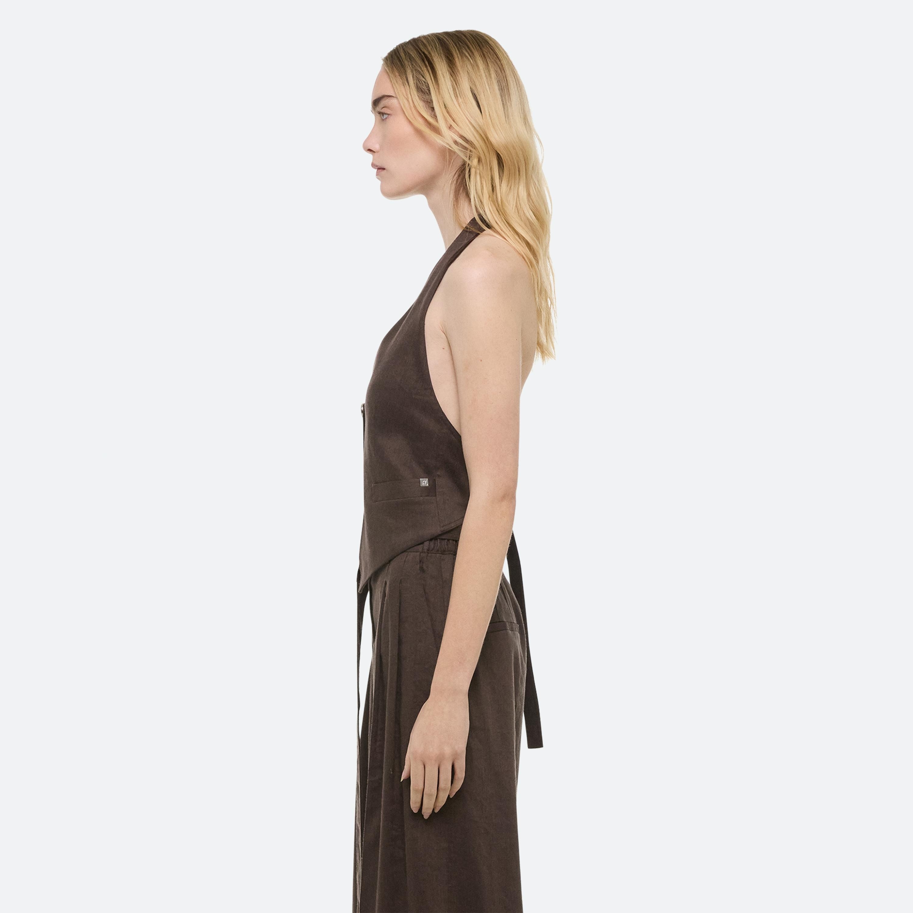 LINEN HALTER VEST - 4