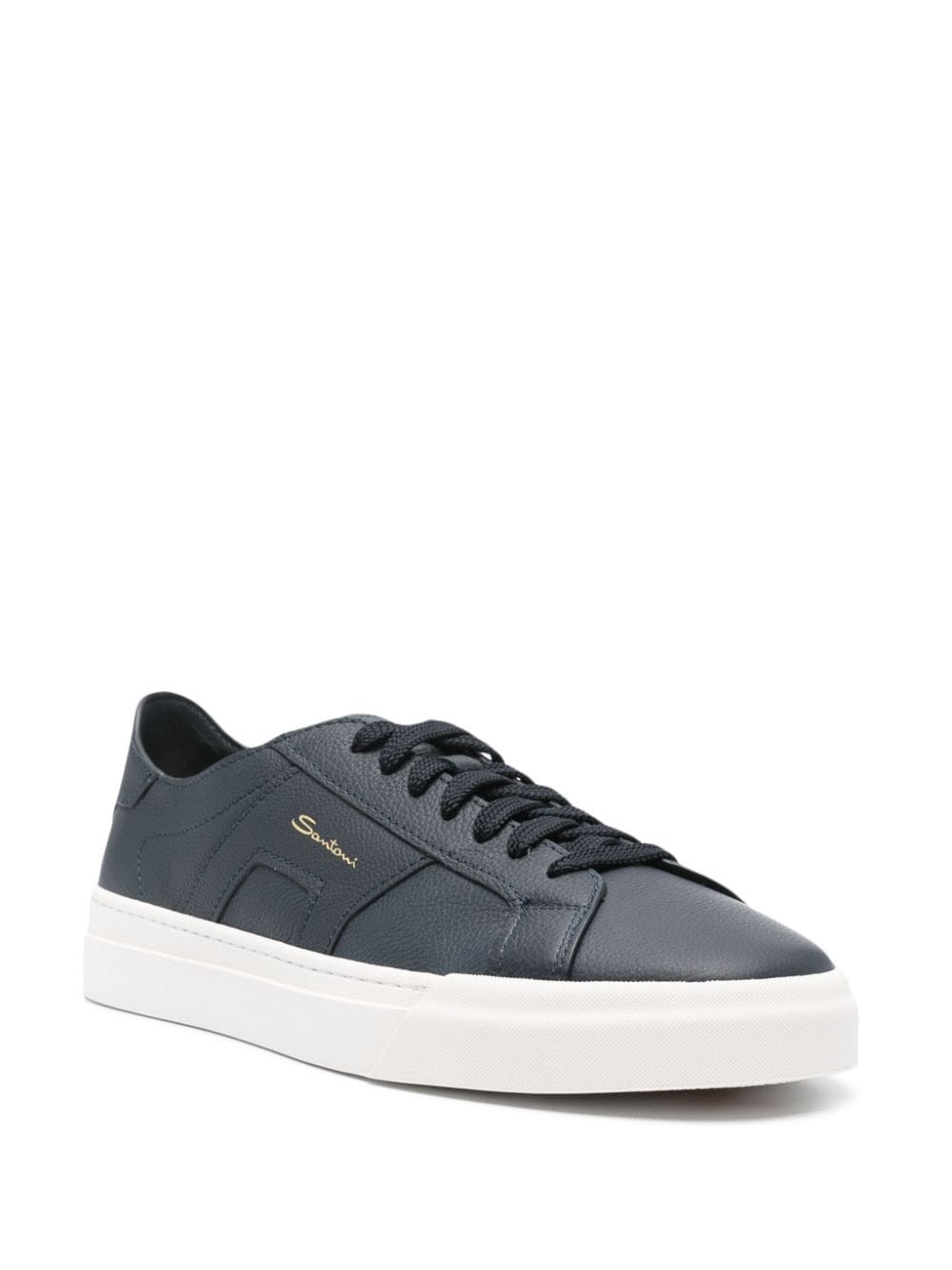 grained leather sneakers - 2