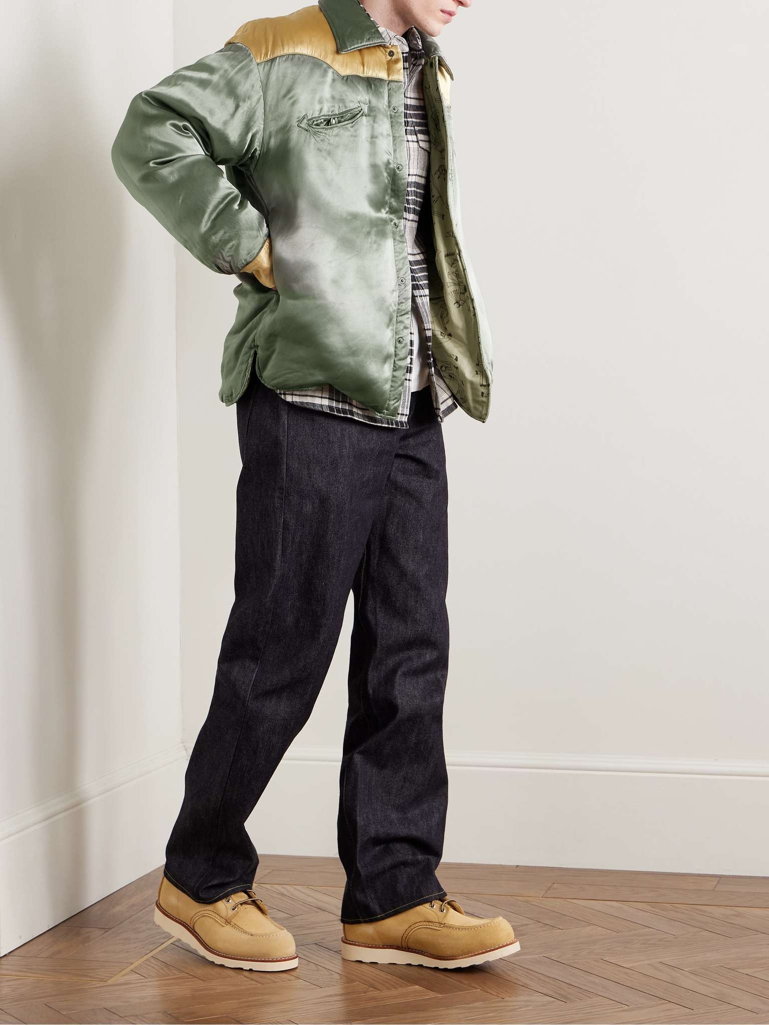 Panelled Padded Satin Down Jacket - 2