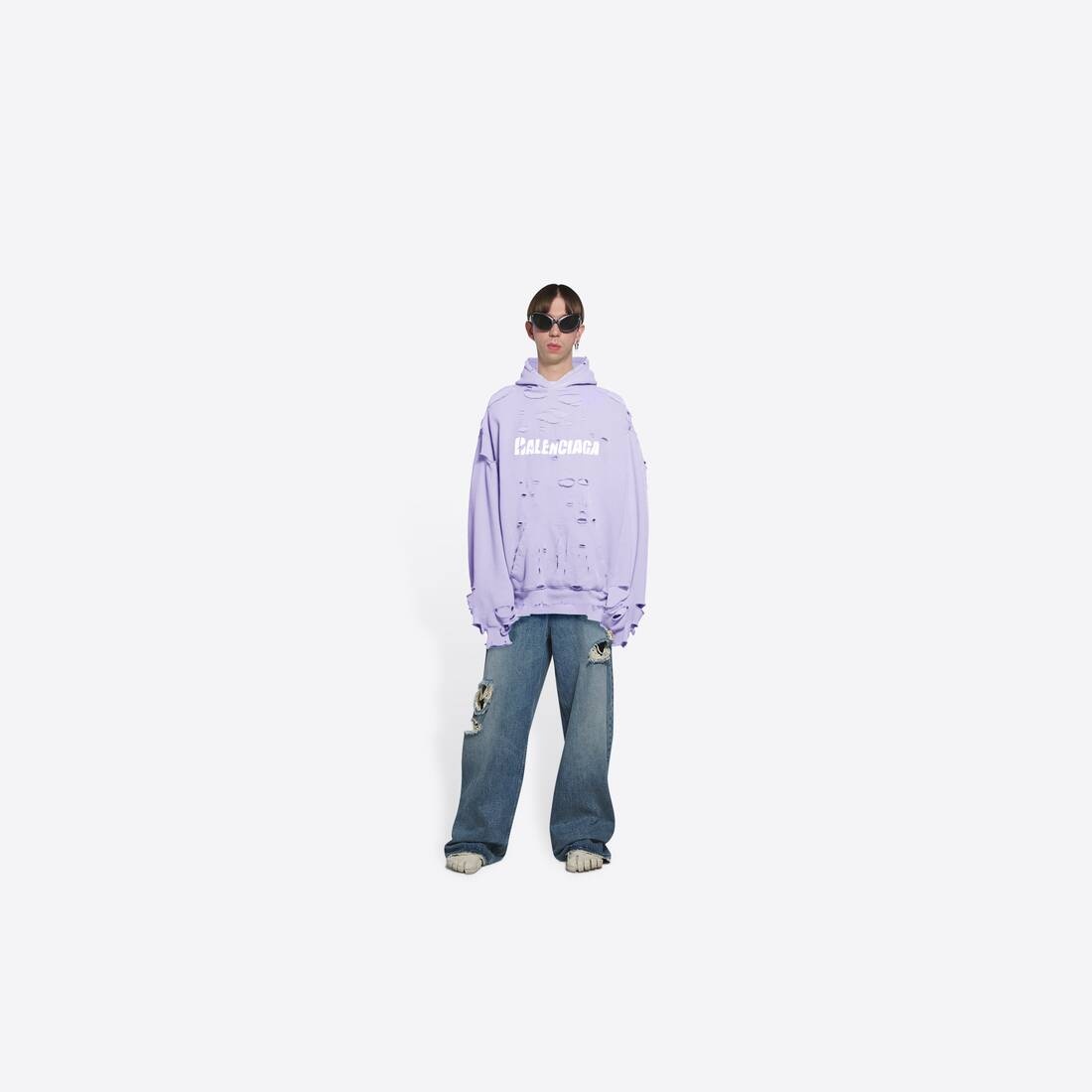 Destroyed Hoodie in Purple - 6