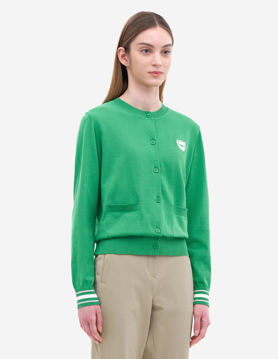 Women Crest Logo Round Neck Cardigan - 5