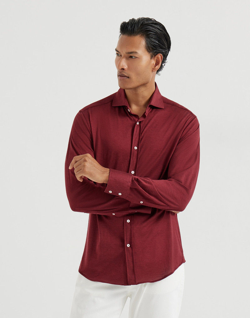 Silk and cotton jersey shirt with spread collar 4