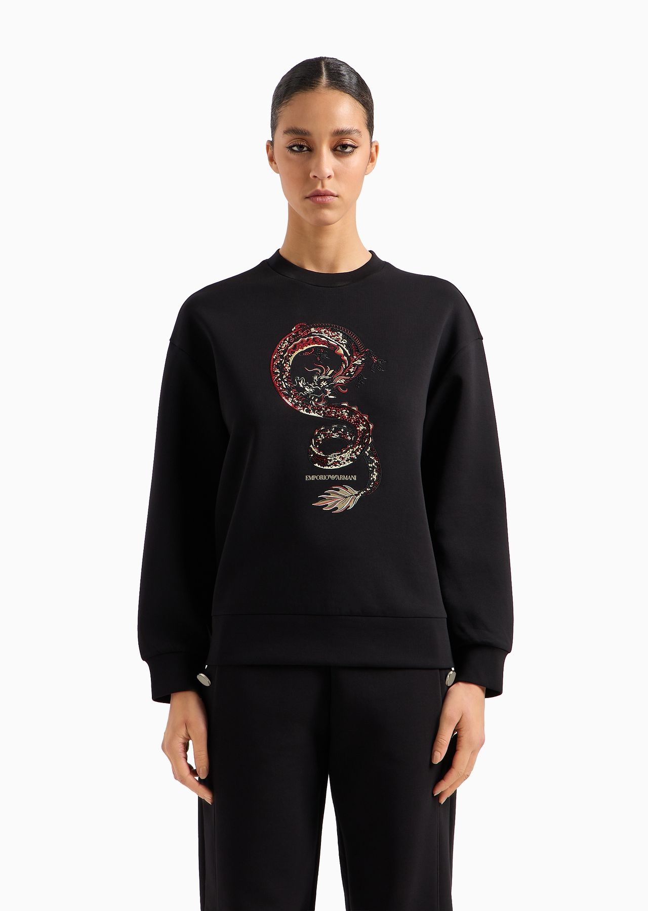 sweatshirt with oversized dragon embroidery - 2