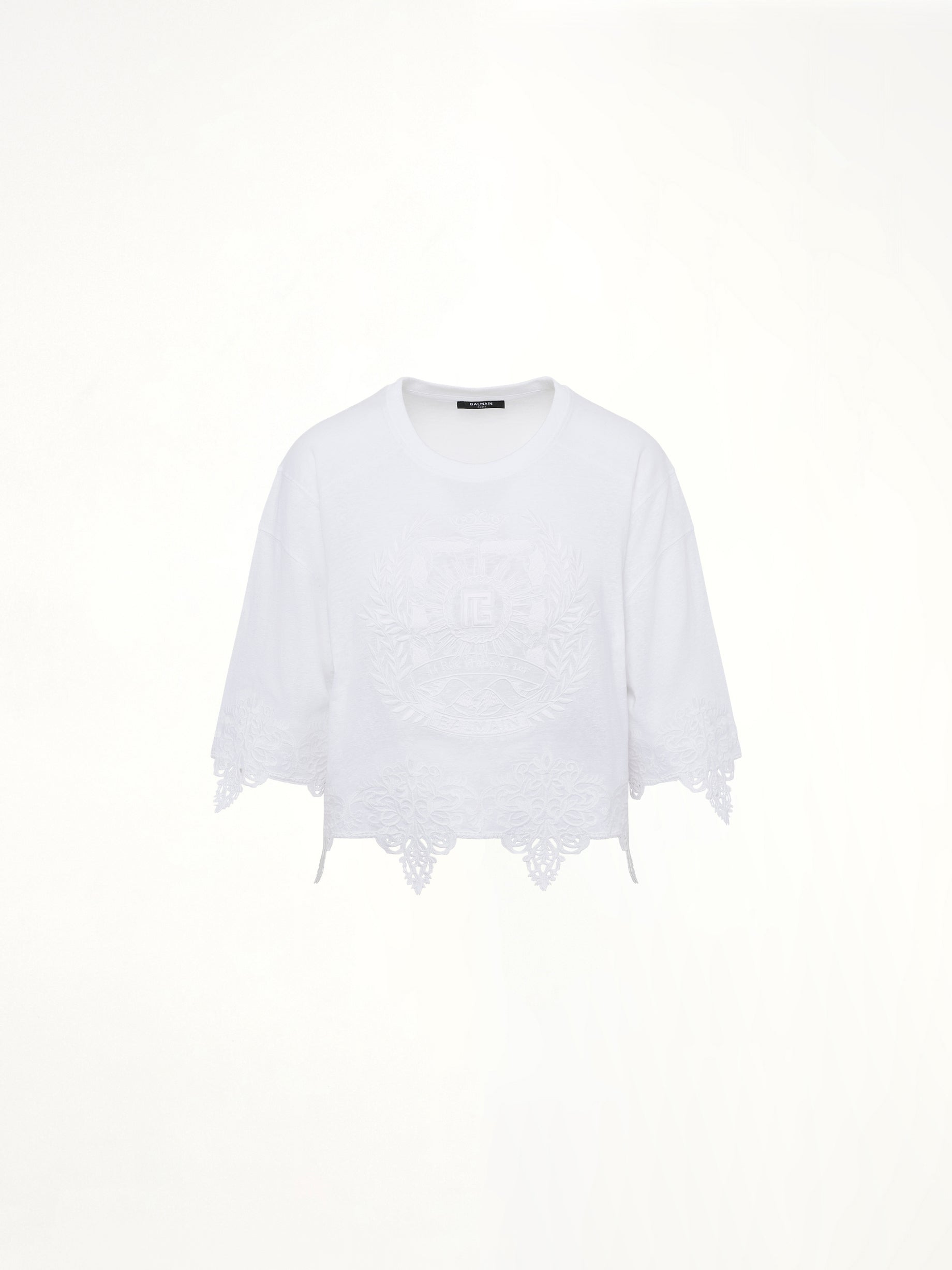 Balmain Emblem Baseball T-Shirt in White - 2
