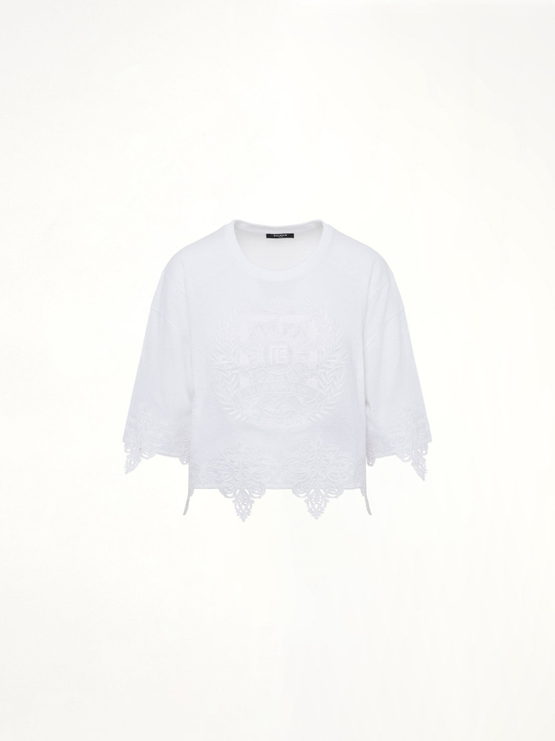 Balmain Balmain Emblem Baseball T-Shirt in White outlook