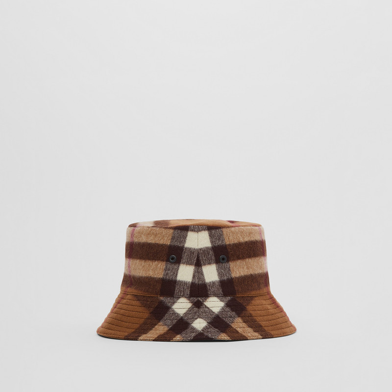 Exaggerated Check Wool Bucket Hat 1