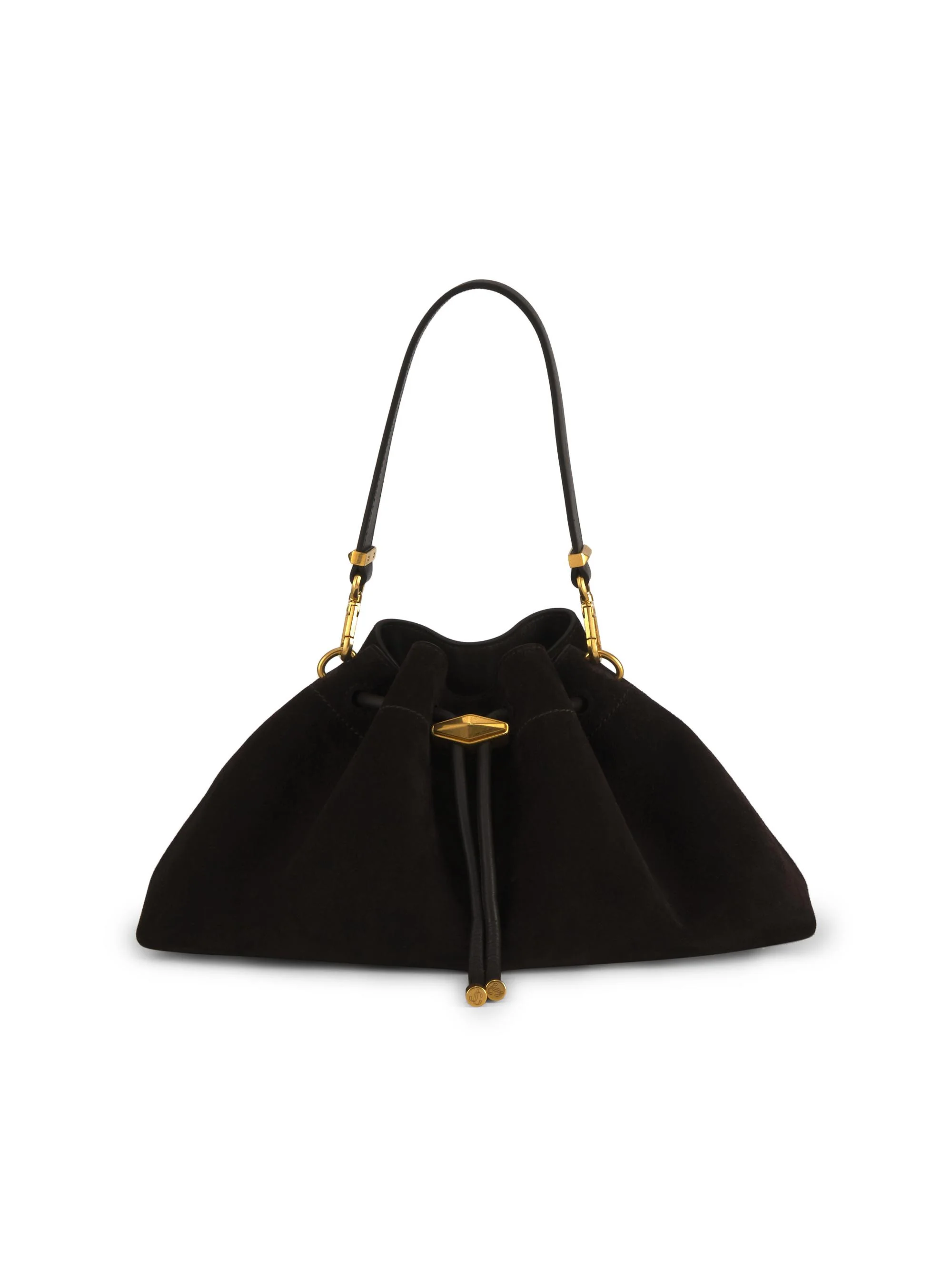Women's Cinch Suede Drawstring Bag - Coffee Gold - 1
