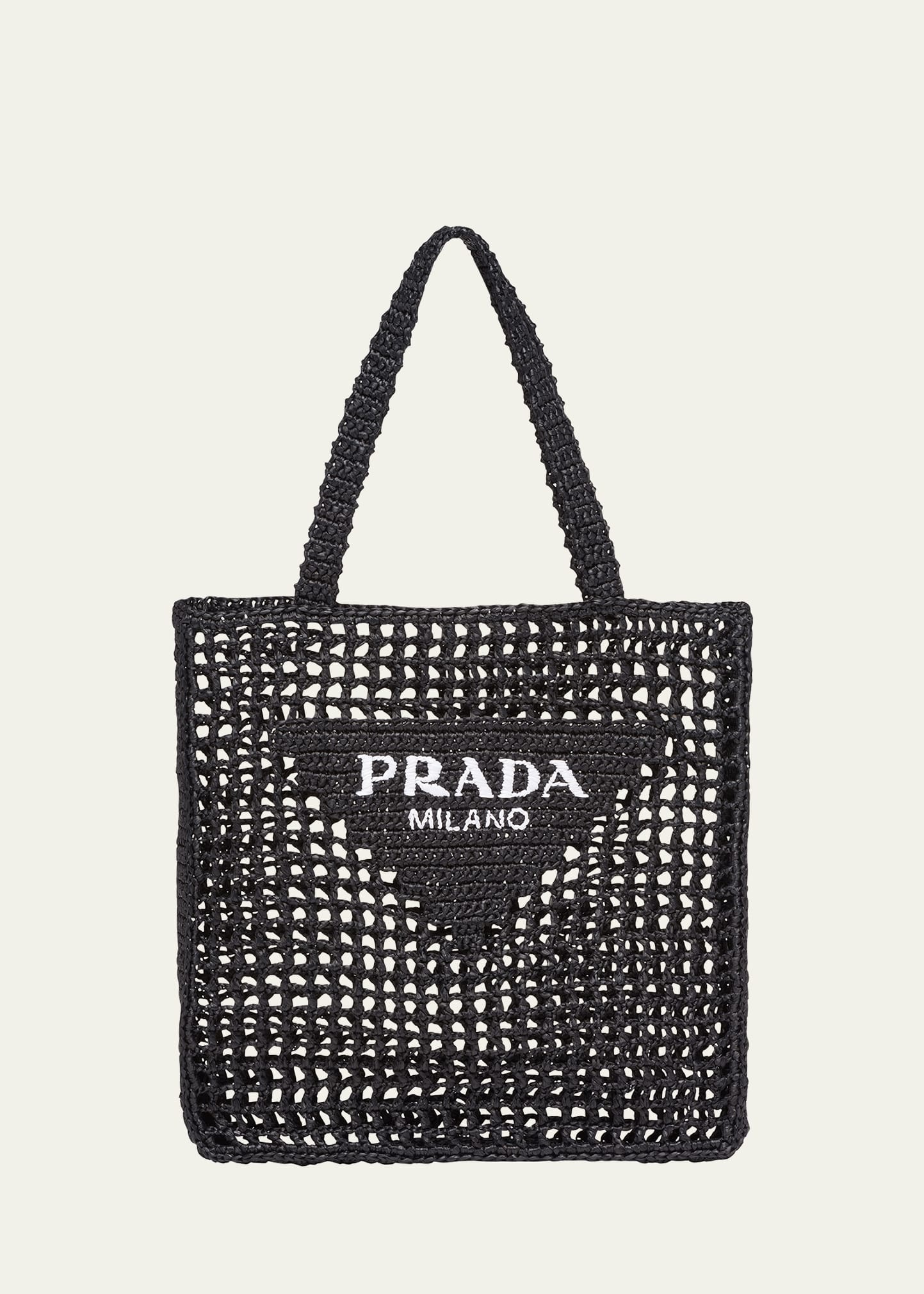 Bicolor Woven Logo Shopper Tote Bag - 1