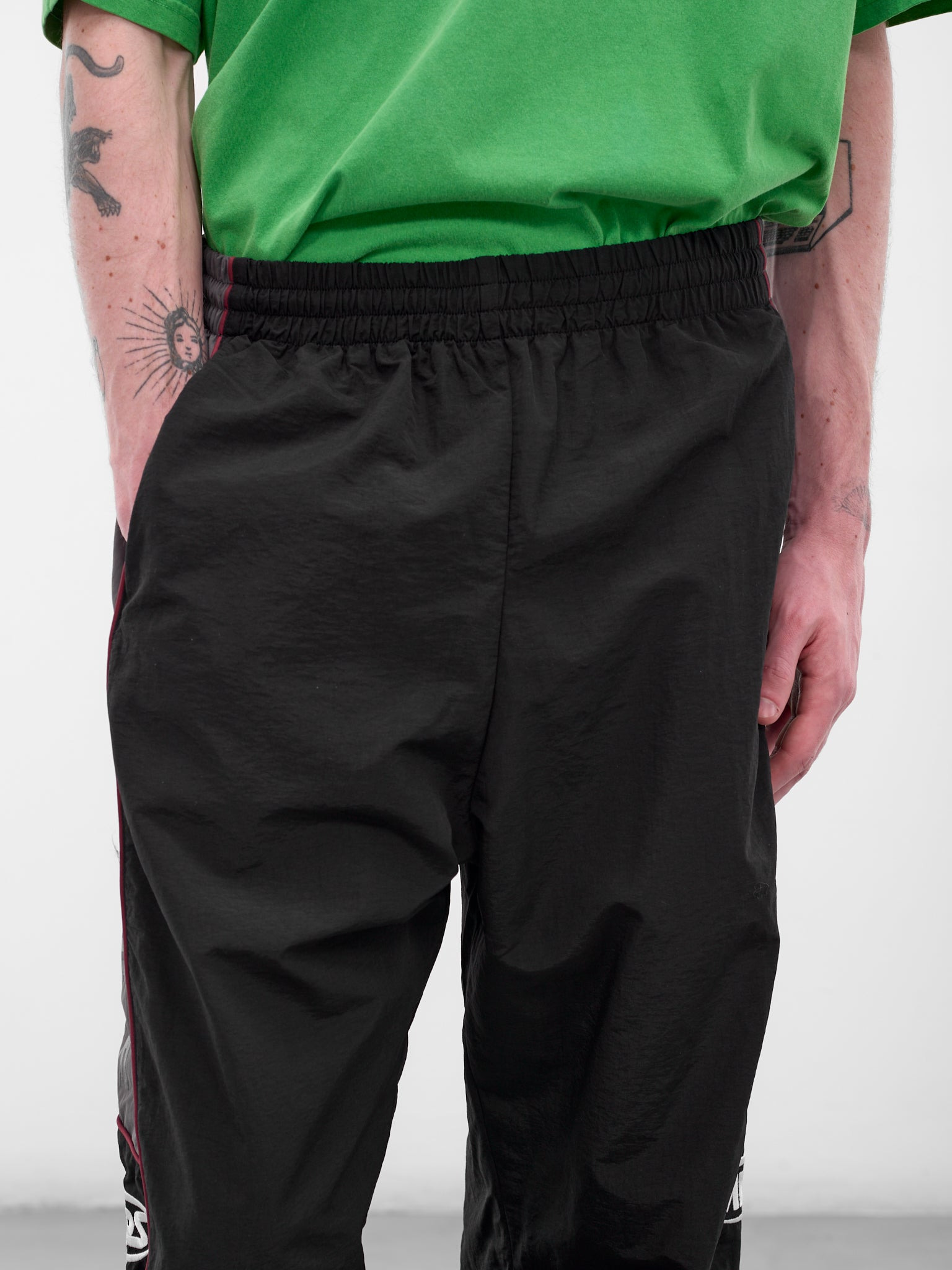 Black Nylon Stripe Joggers - 4