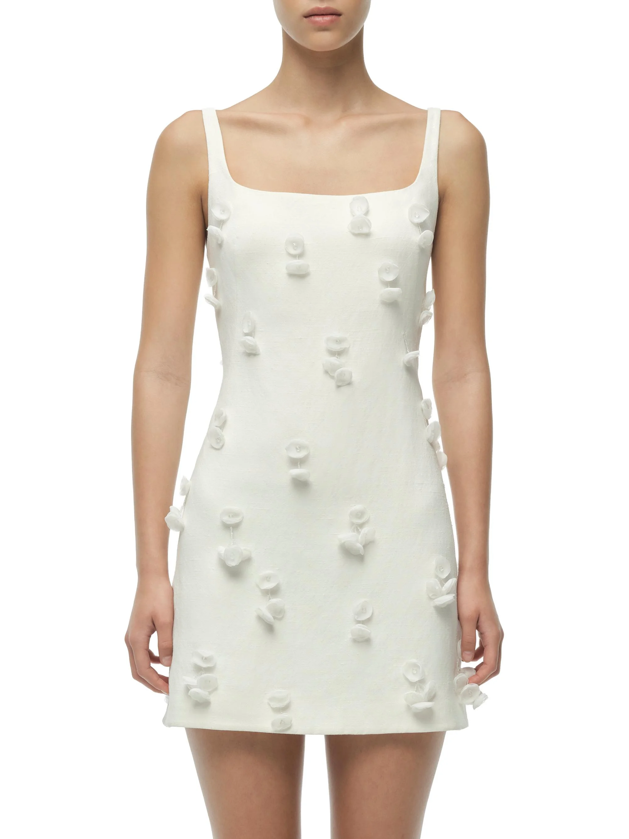 Women's Cailinn Appliqué Linen-Blend Minidress - White - 1