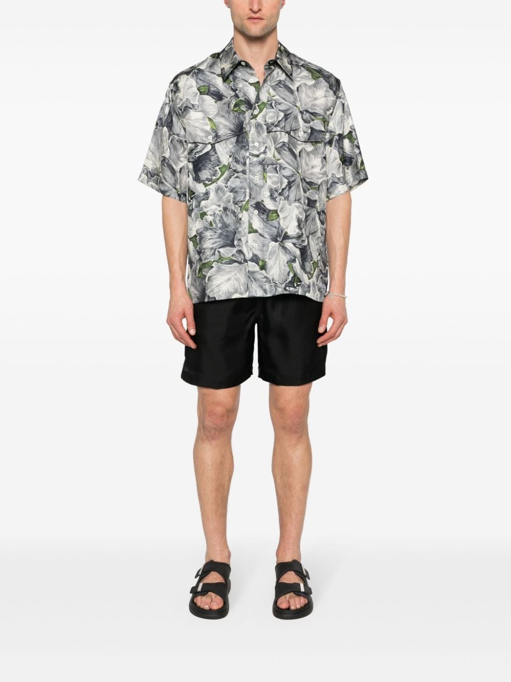 floral-print bowling shirt - 2