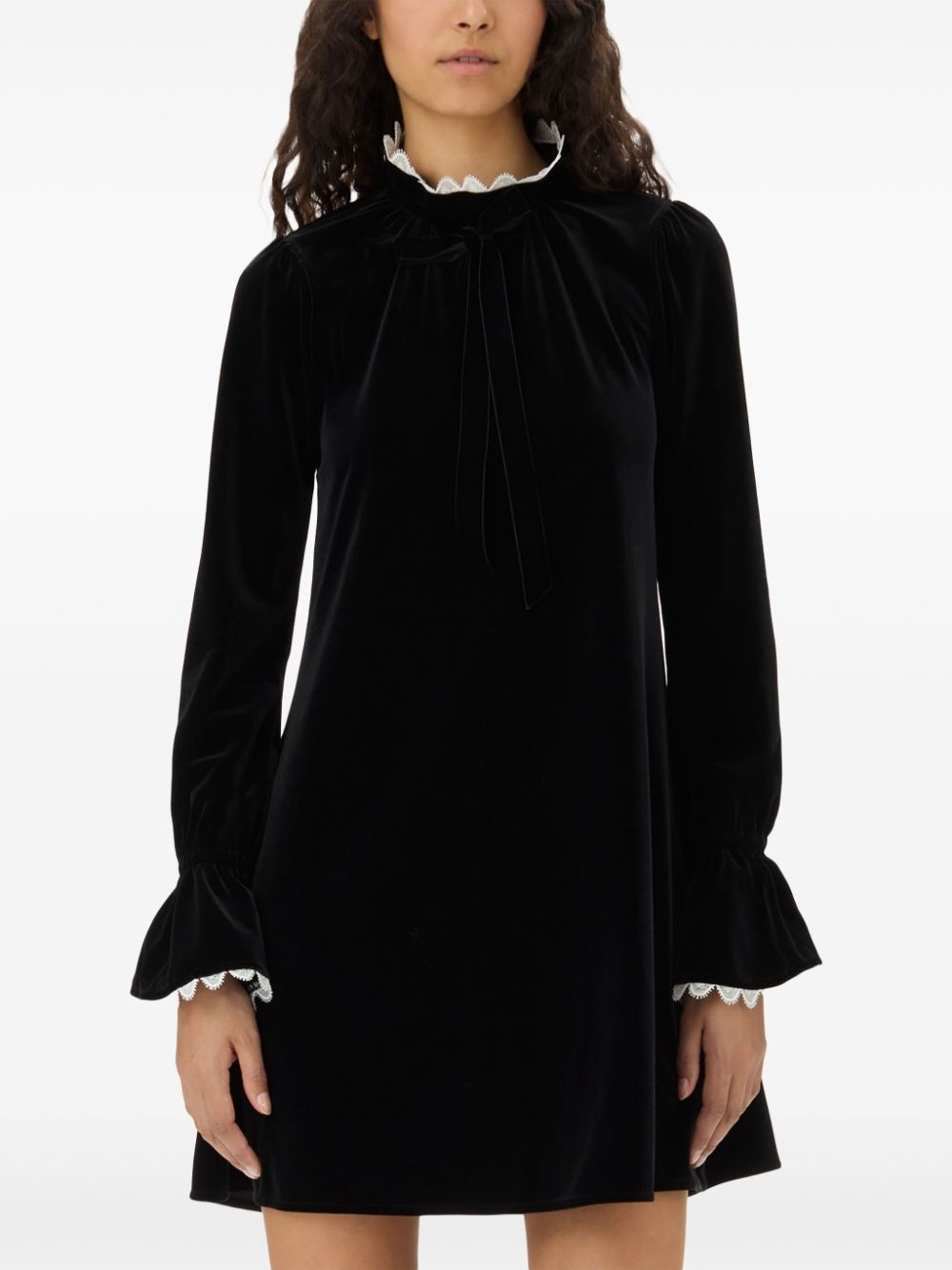 A-line velvet mini dress - 5