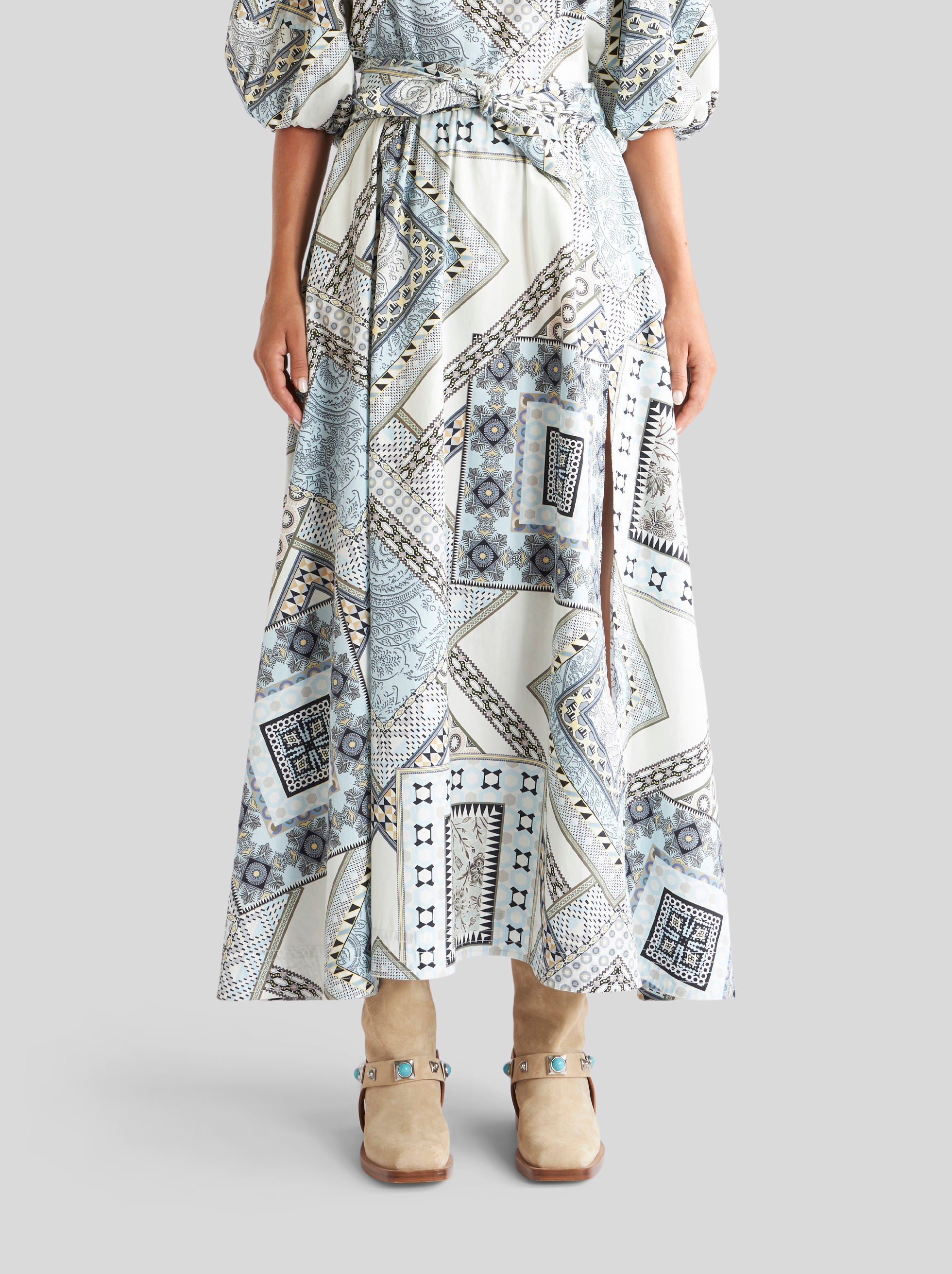 COTTON SKIRT WITH PATCHWORK PATTERN - 2