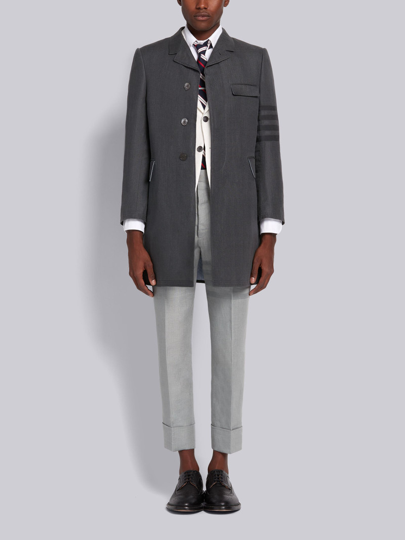 Light Grey Crisp Linen Tonal 4-Bar Classic Trouser 4