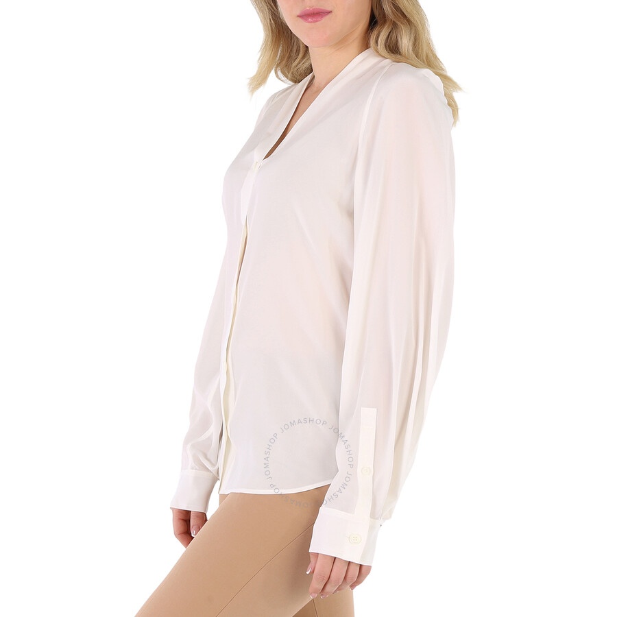 Burberry Ladies Natural White Fion Long-Sleeve Shirt - 5