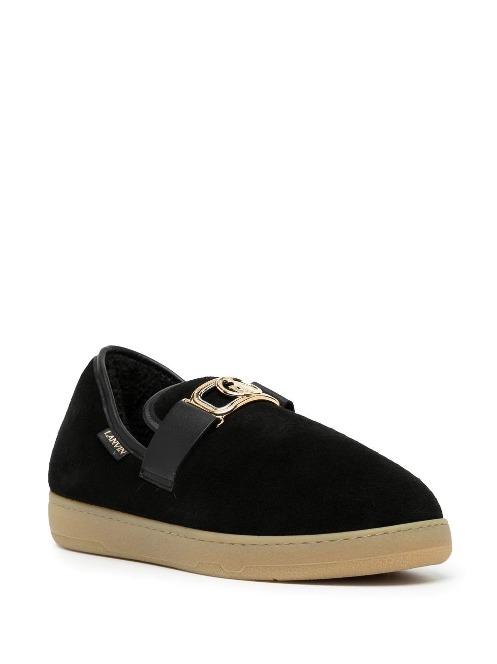 velvet logo-buckle slippers - 2