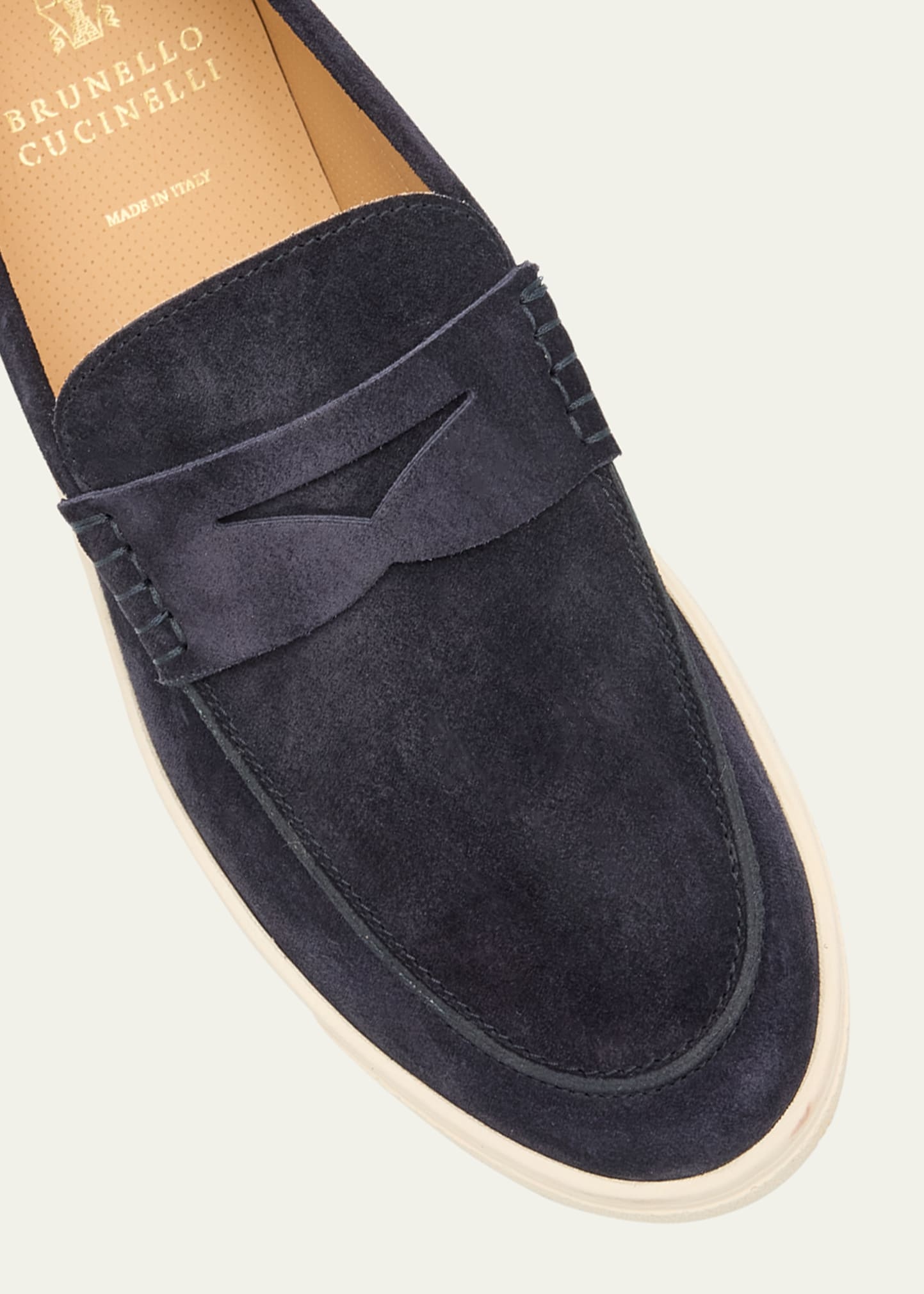 Men's Suede Moccasin Penny Loafers - 4