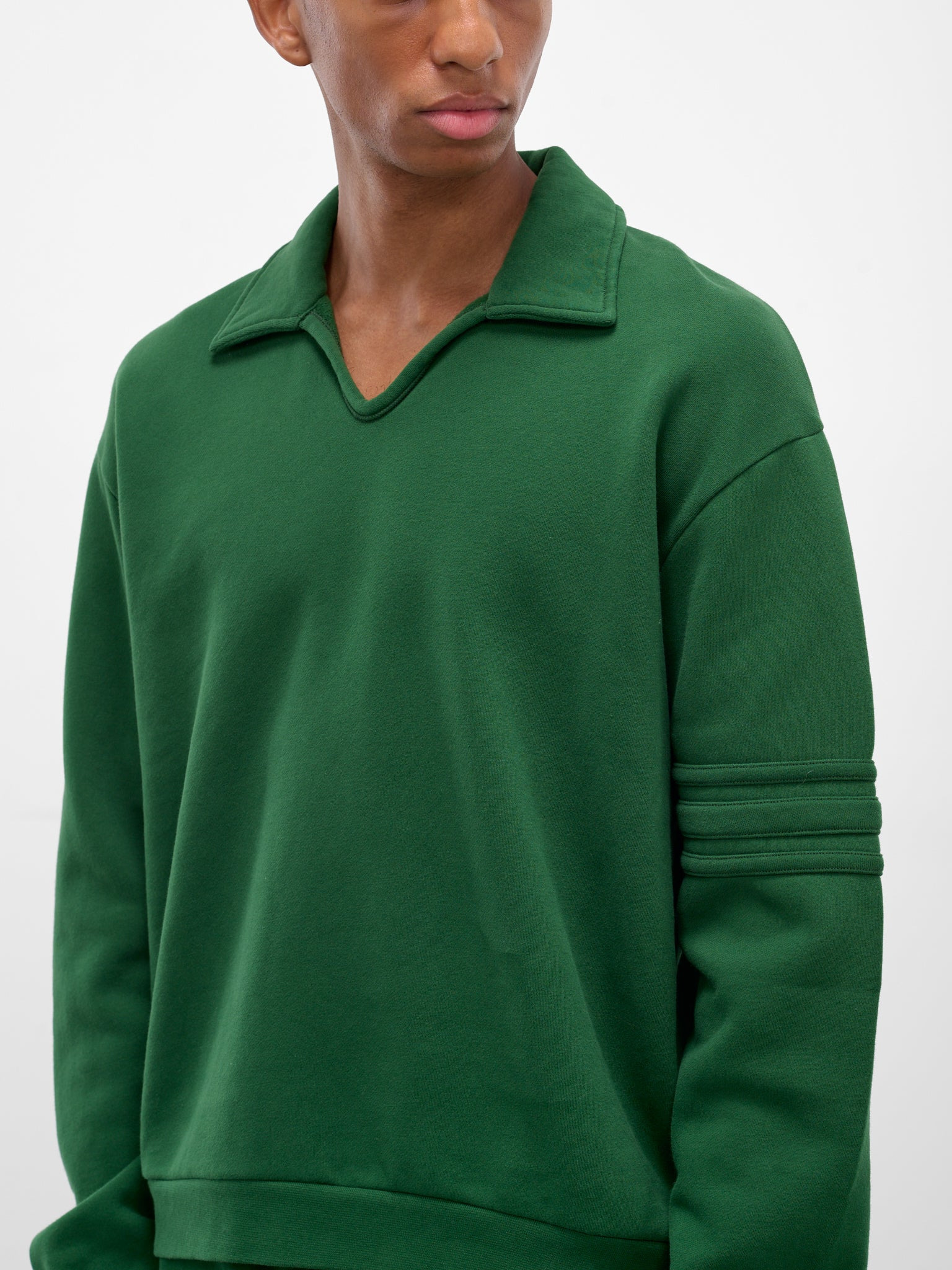 Green Cotton Relaxed Polo Sweatshirt - 4