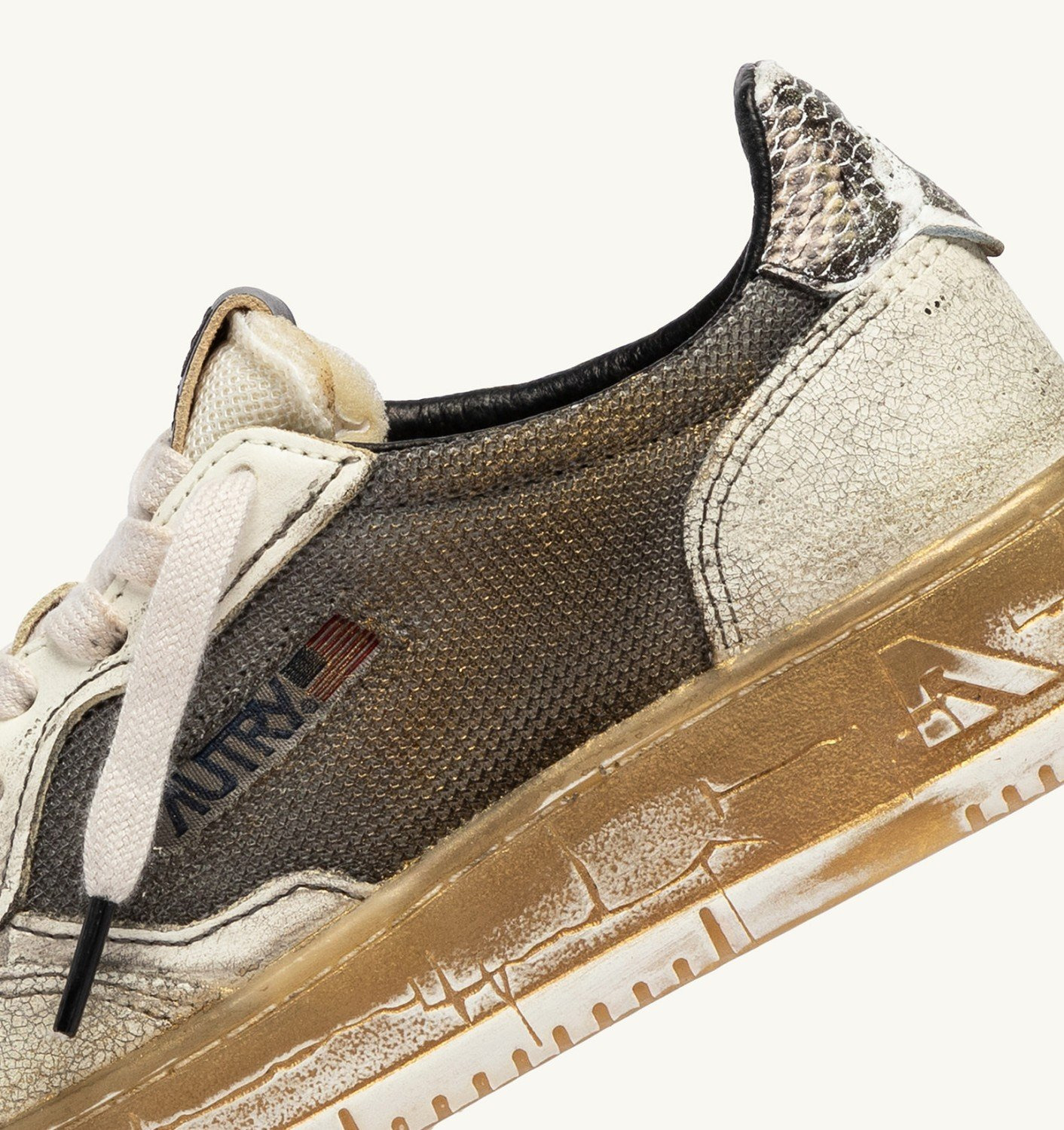 MEDALIST LOW SNEAKERS SUPER VINTAGE IN LEATHER AND MESH COLOR GRAY WHITE AND GOLD - 7